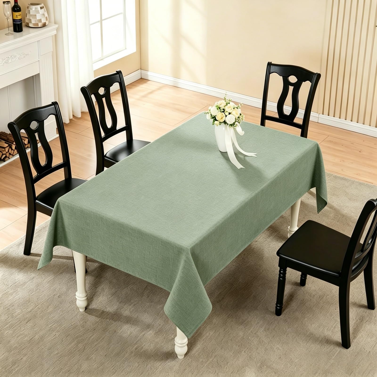 Mantel Mesa Rectangular 90 x 195 cm Impermeable y Lavable Manchas Mantel Durabilidad y Fácil Limpieza para Casa Comedor Cocina Exterior Navidad Fiestas Cumpleaños, Verde Claro