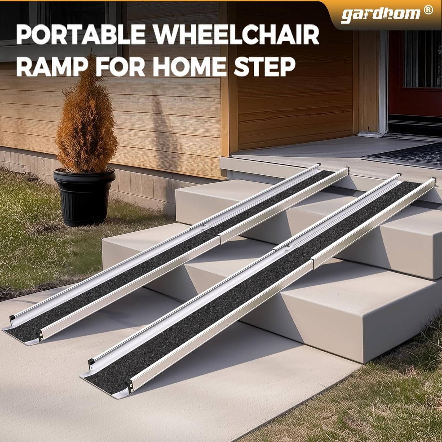 gardhom 2 rampas telescópicas de 4 pies para sillas de ruedas, capacidad de 600 libras, rampas portátiles para silla de ruedas para escalones, umbral del hogar, puertas, escalones, escaleras con bolsa