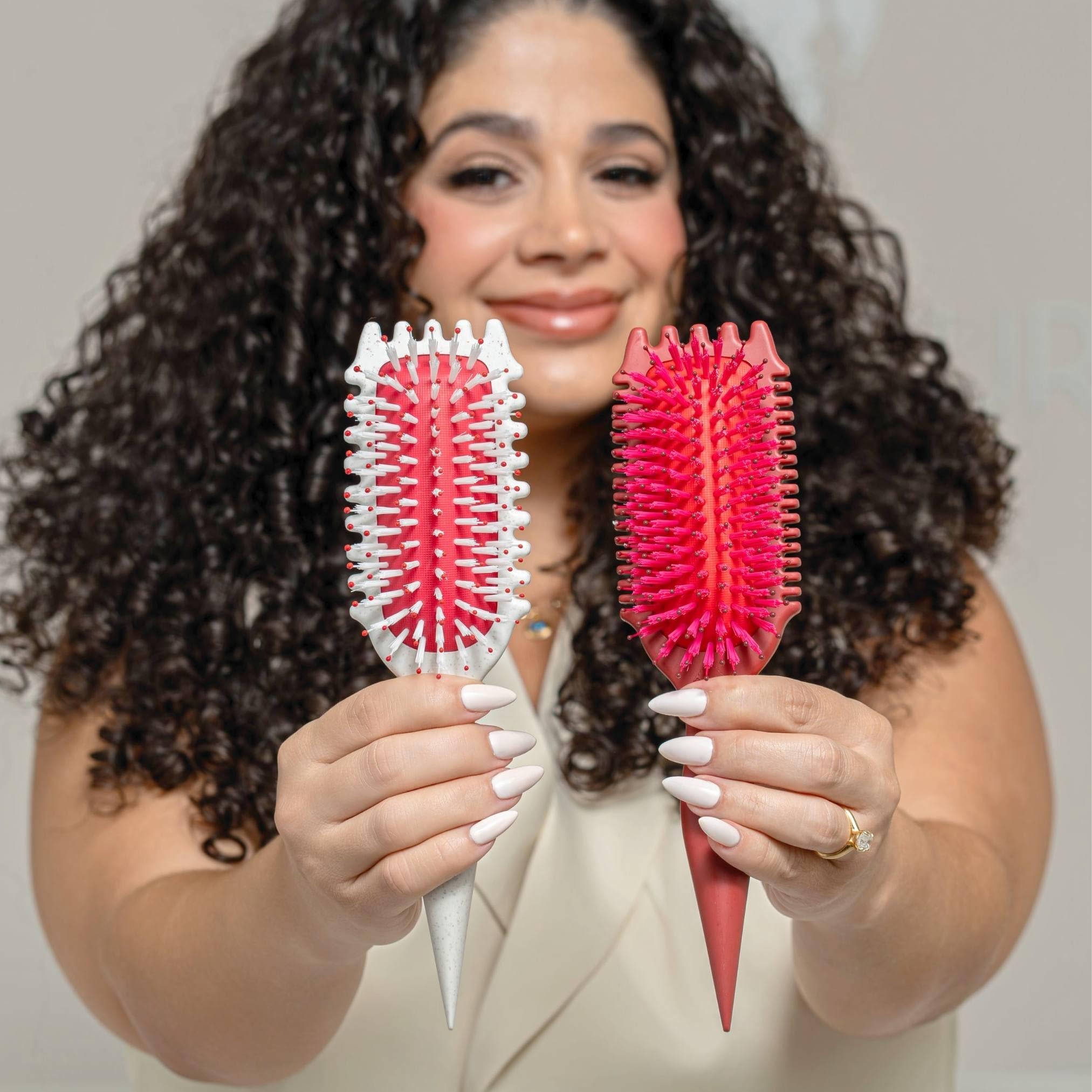 Bounce Curl Volume EdgeLift Brush - Spazzola per capelli ricci per volume e definizione delle radici, rubino