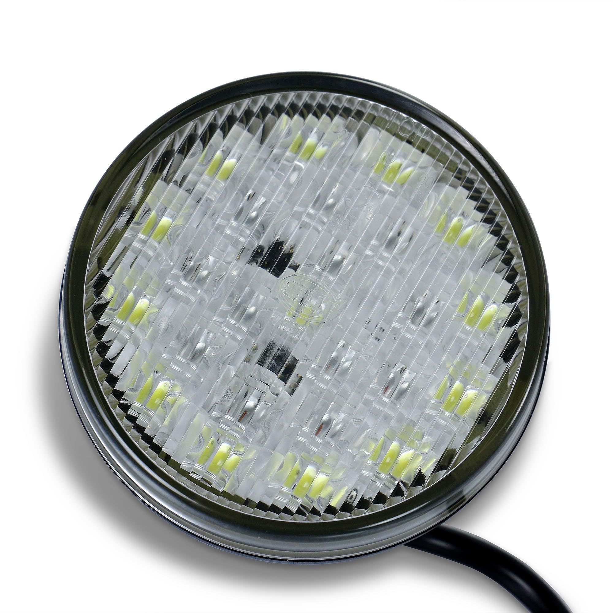 HELLA 2BE 980 690-001 LED-Luz diurna - 24V - redondo - Color de tulipa: transparente - Color LED: blanco/amarillo - Cable: 2500mm - ambos lados - Cant.: 1