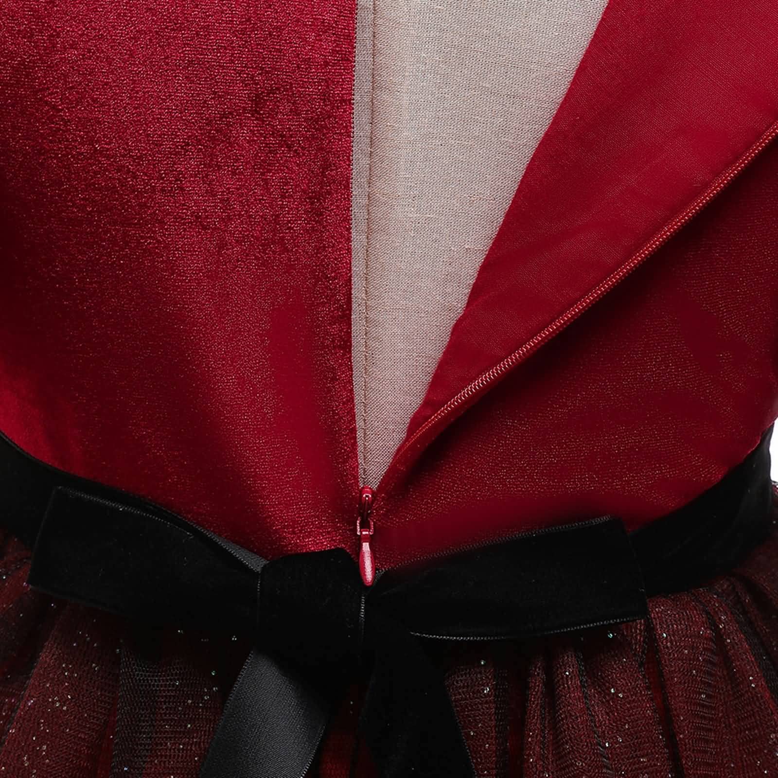 Gualiy Vestido para niñas, vestido de baile de graduación de 4 a 10 años, mangas con vuelo, vestido de tul negro con cuentas y manga corta