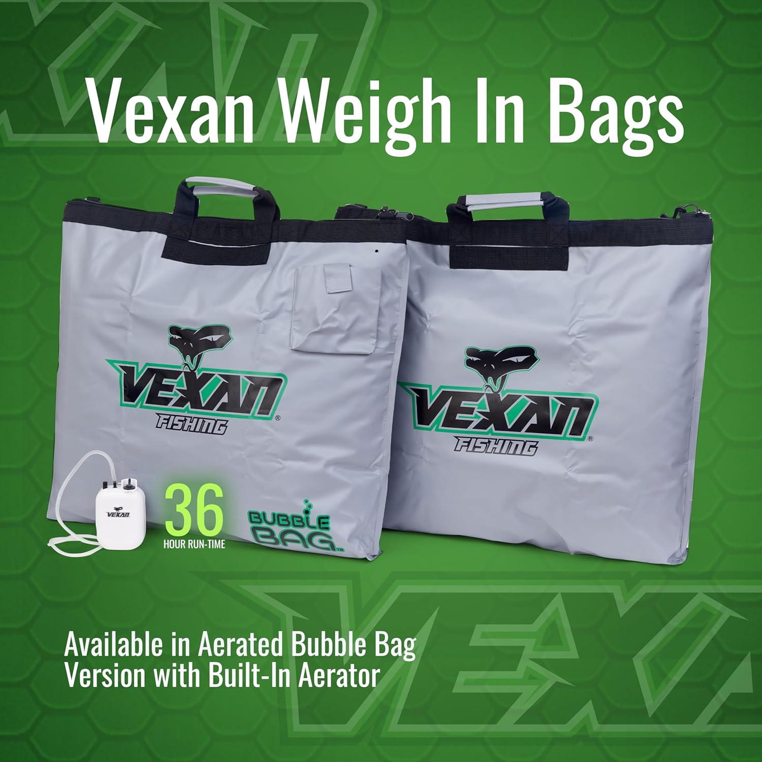 Vexan Tournament Weigh In Bag for Bass Fishing - Heavy Duty 24"x24" Fish Bag for Caught Fish - Waterproof, Zippered, Padded Handles, Triple-Welded Seams