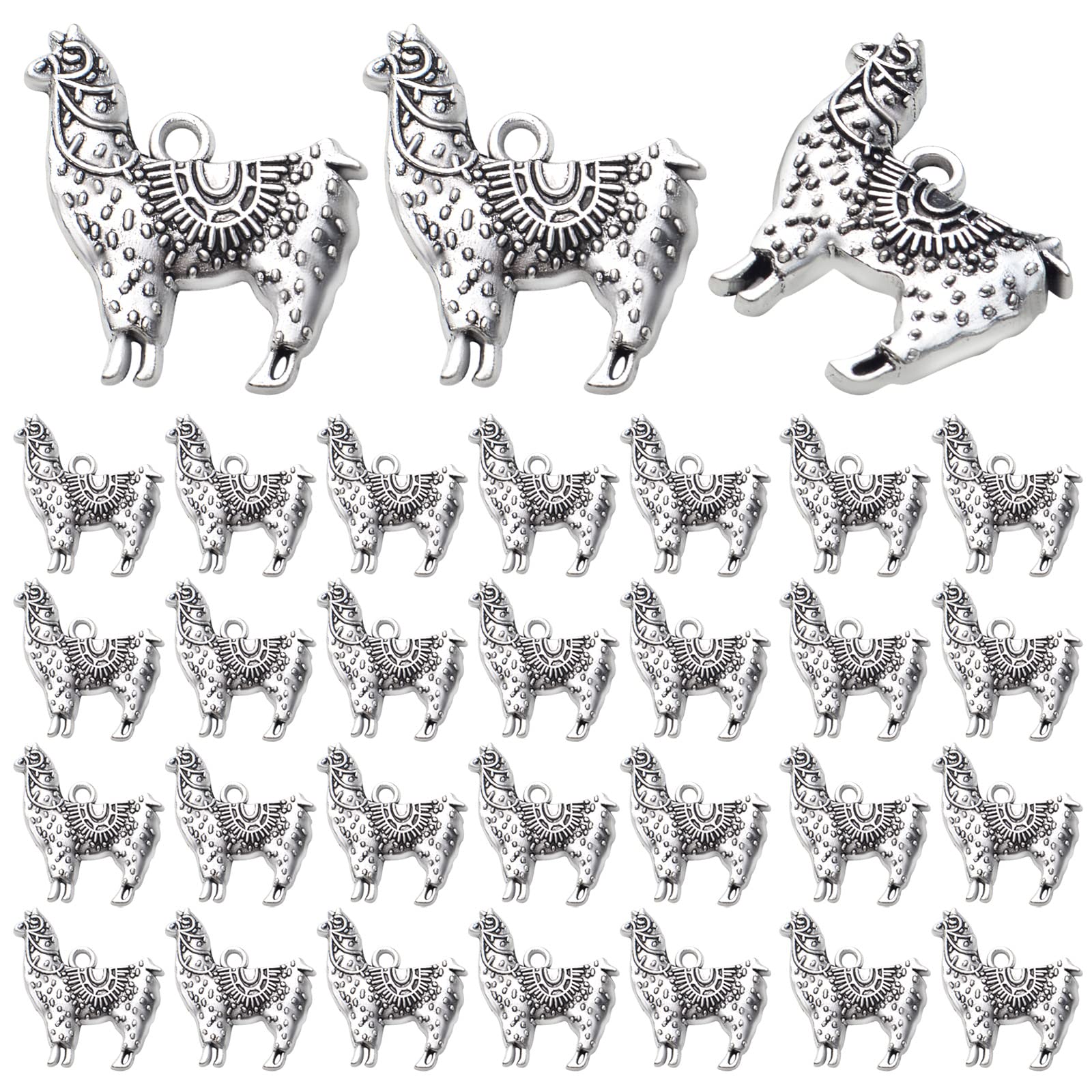 50pcs Antique Silver Alpaca Charms Llama Pendants Tibetan Alloy