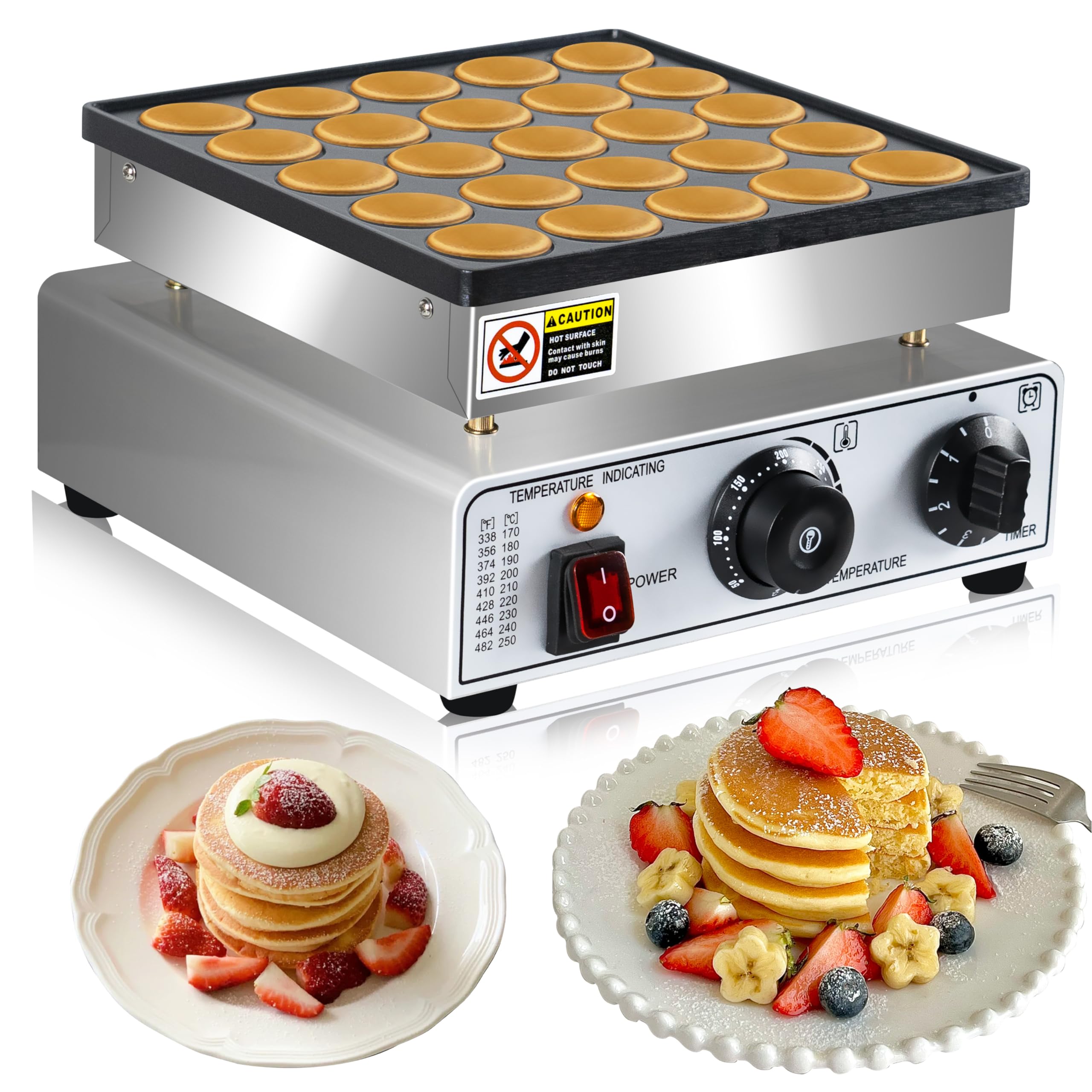 Mini Pancake Maker 25pcs Dutch Pancake Maker 950W Mini Pancakes Maker Machine Commercial Electric Dutch Pancakes Maker, Non-stick hotcakes Maker for Restaurant