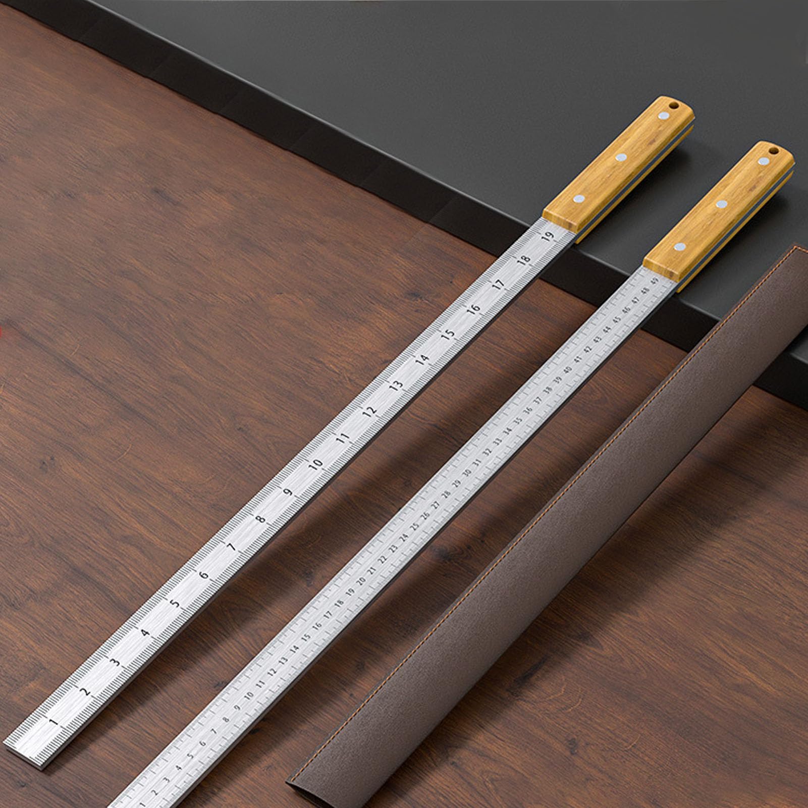 Righello di Precisione per Meccanici, Strumento di Misurazione Robusto in Acciaio Inossidabile, 49 Cm (19 pollici), con Marcature Incise e Rompivetro di Emergenza, Ideale