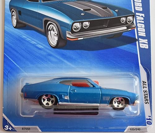 Miniatura 2 de Hot Wheels 2010 All Stars 710, azul '73 Ford Falcon XB 125240 llaves para velocidad tarjeta