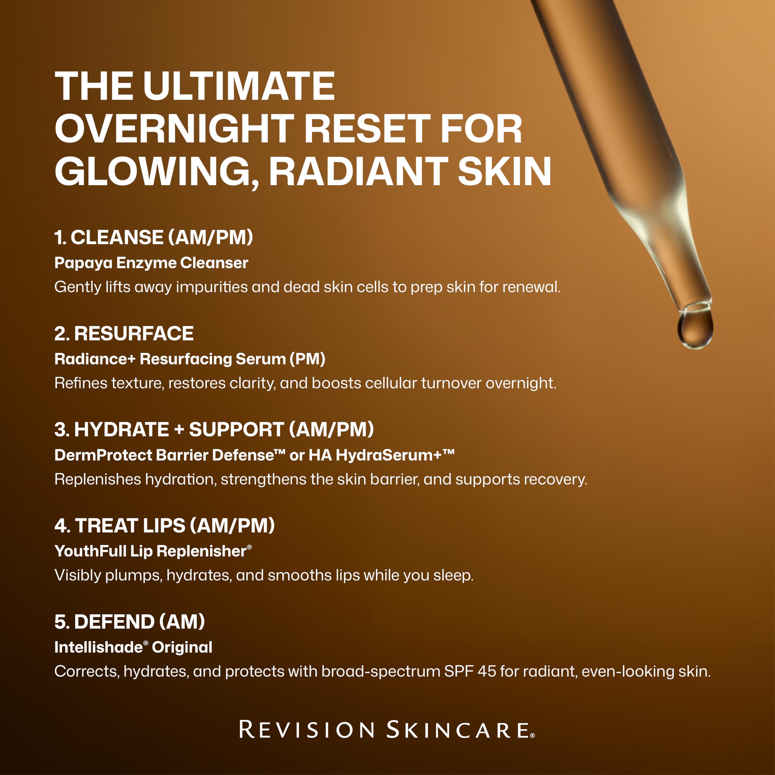 Revison Skincare Radiance+ Resurfacing Serum, Overnight AHA+BHA+PHA Exfoliating Serum with Glycolic Acid & Salicylic Acid | Smooths Uneven Texture, Clears Pores & Brightens Dull Skin