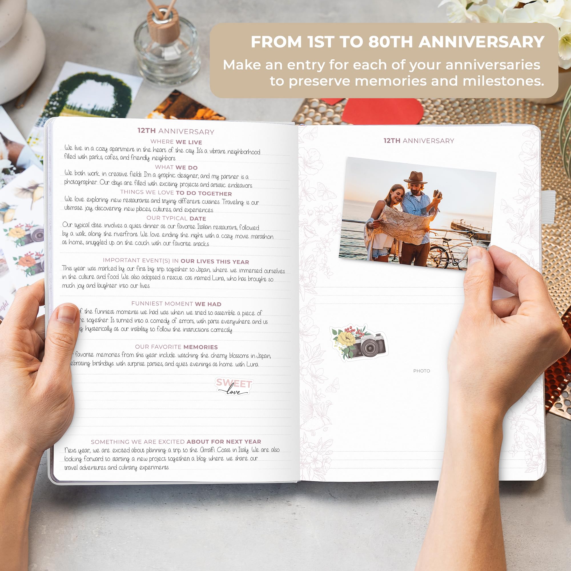 Clever Fox Anniversary Journal, Couple Memory Book & Photo Album with Writing Space, Wedding - Image 2