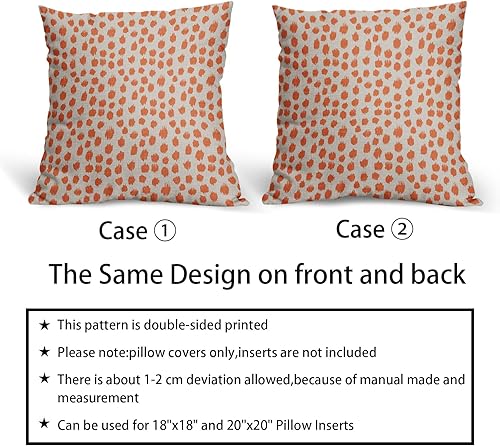 Miniatura 6 de Fundas de Almohada Crema Naranja 16x16 Juego de 2 Diseño Boho Lunares Almohadas Decorativas Estampado Moderno de Pinceladas Funda de Almohada
