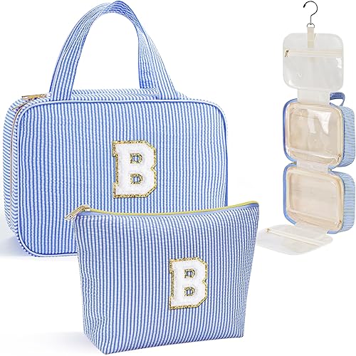 Miniatura 30 de YOOLIFE Neceser colgante para mujer, bolsa de aseo de viaje, bolsa de maquillaje con inicial, regalos de cumpleaños personalizados para mujeres y