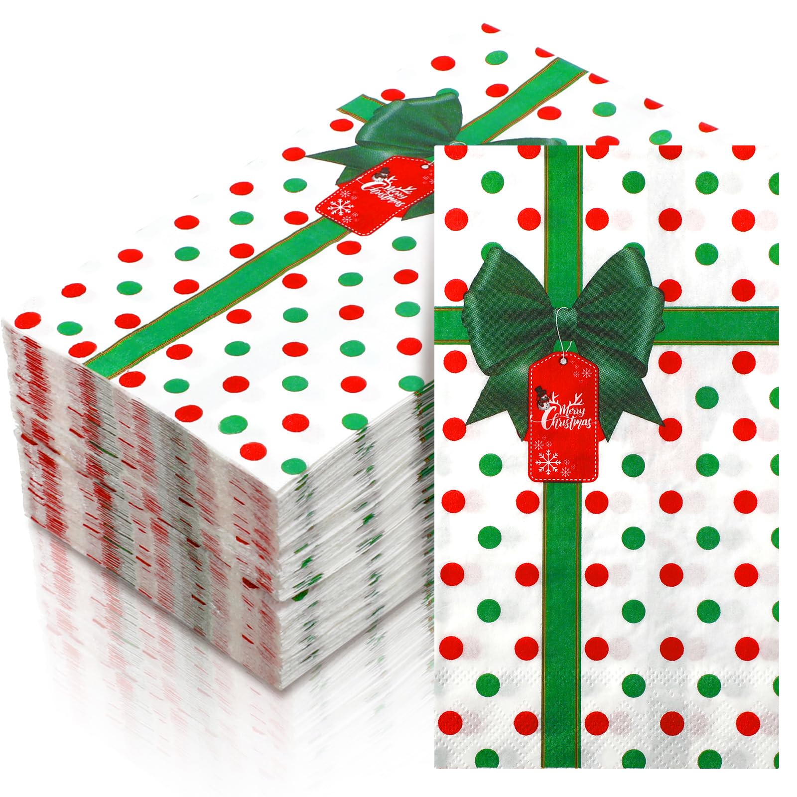 Photo 1 of ReliThick Christmas Napkins Paper Guest Napkins 3 Ply Disposable Gift Box Xmas Decorative Hand Paper Guest Towels for Home Bathroom Kitchen Dinner Lunch Holiday Party(200 Pcs)
