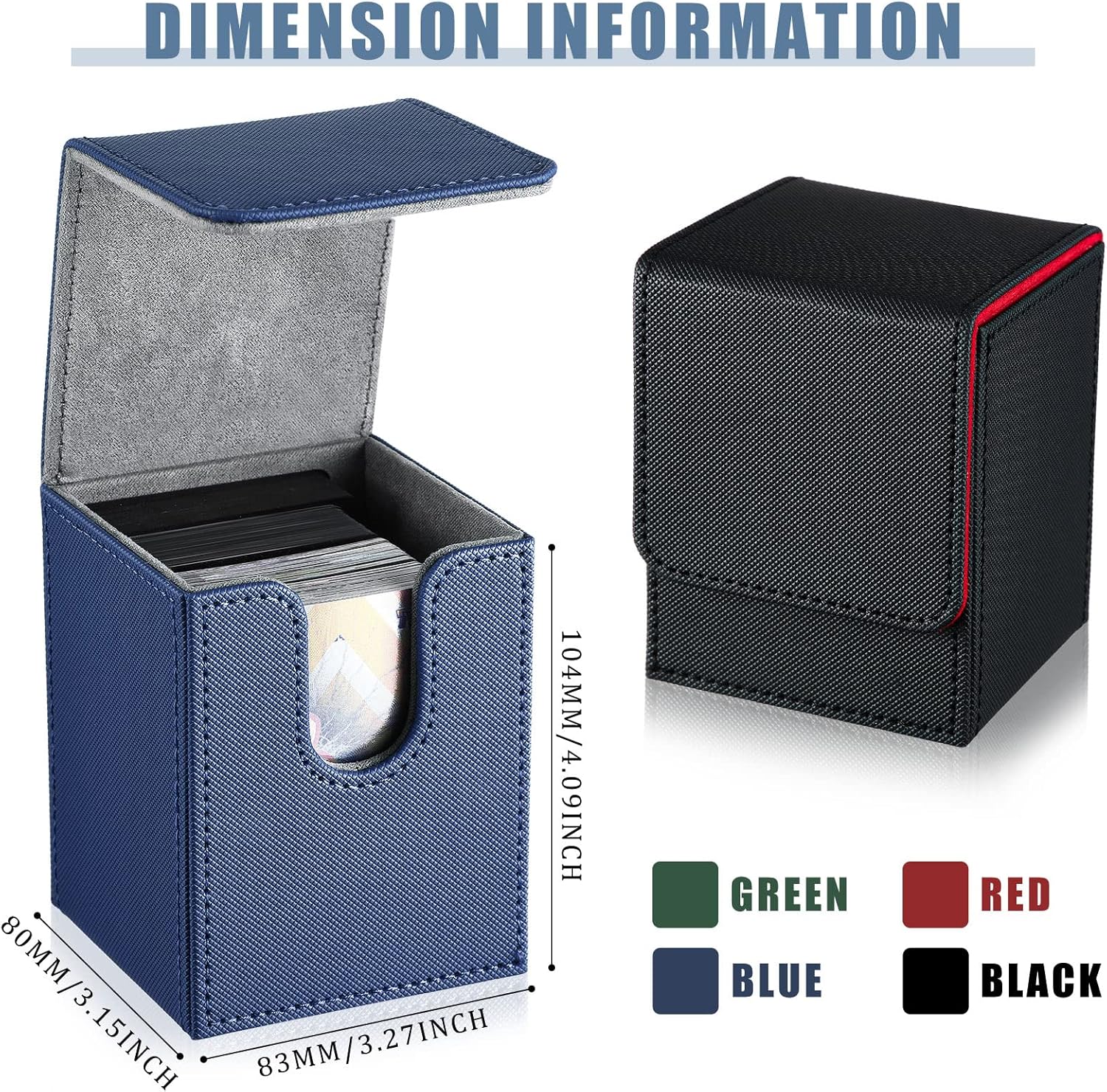 4 Pieces Leather Deck Card Boxes Cards Deck Game Box for Collectible Playing Card Box Compatible with MTG Commander Decks (Black and Red, Green, Blue, Red, Vertical) : Toys & Games