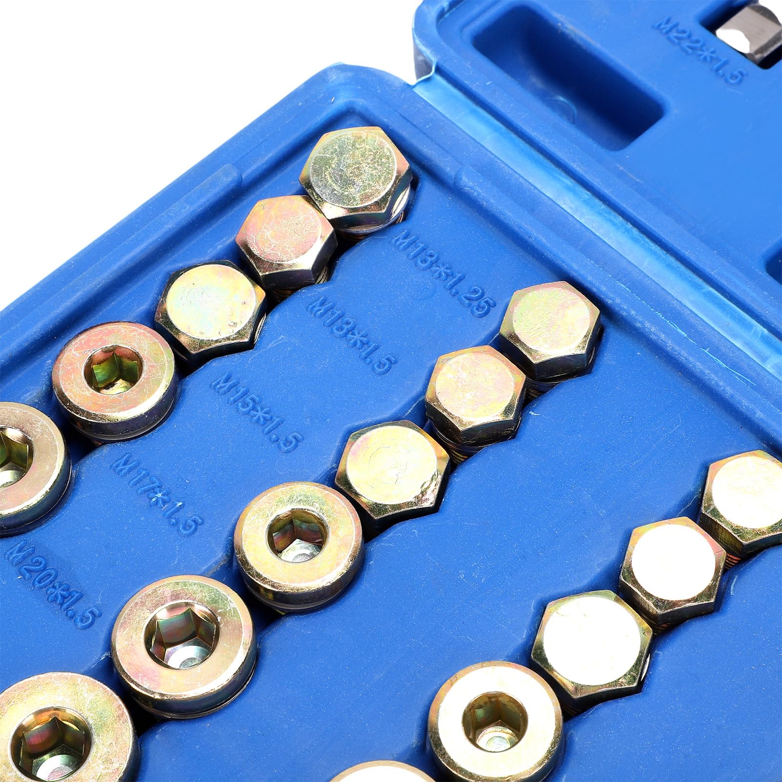 Kit di Riparazione Tappo di Scarico Coppa Olio Motore da 114 Pezzi, Set di Strumenti di Riparazione Filettatura Automatica in Acciaio Legato, Adatto per la Maggior Parte delle (114 pezzi)