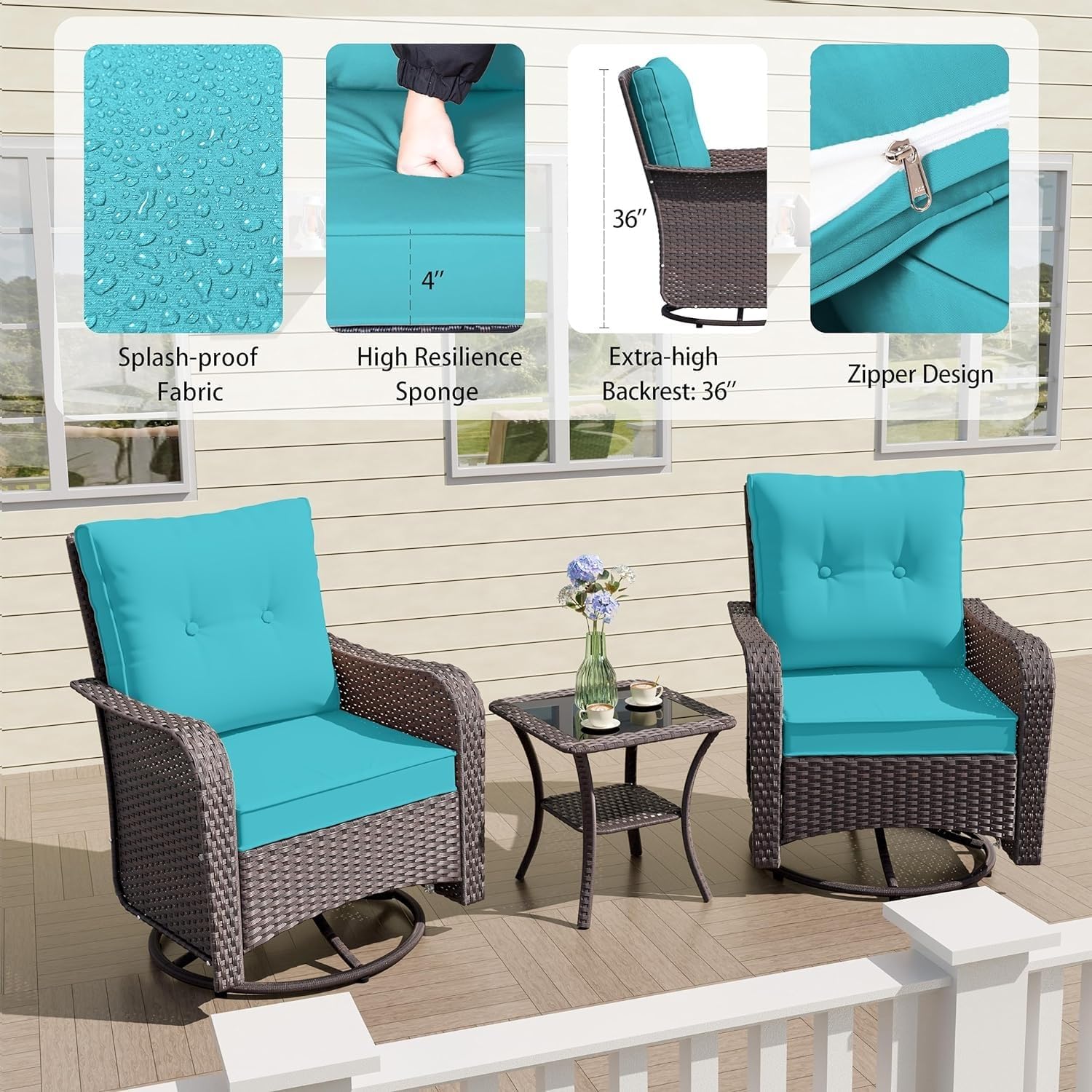 Patio Furniture Set Outdoor Furniture, 11-Piece PE Wicker Rattan Sectional Sofa Patio Conversation Sets