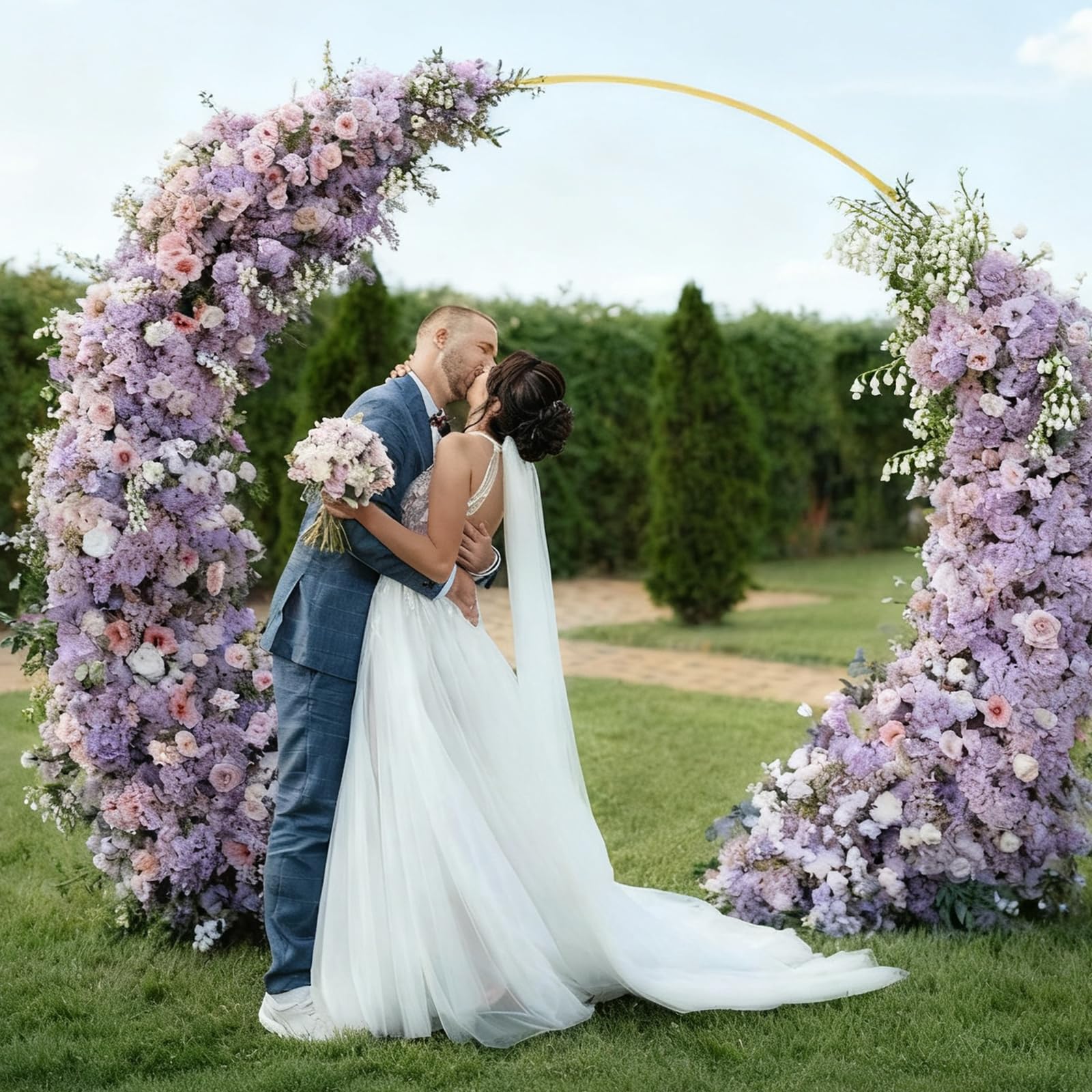 Arche de Mariage 2.2 m x 2.8 m avec Support arrière - Cadre de Fond en métal pour Mariage, Anniversaire, fête, Remise de diplôme, Anniversaire - Kit de décoration de Studio