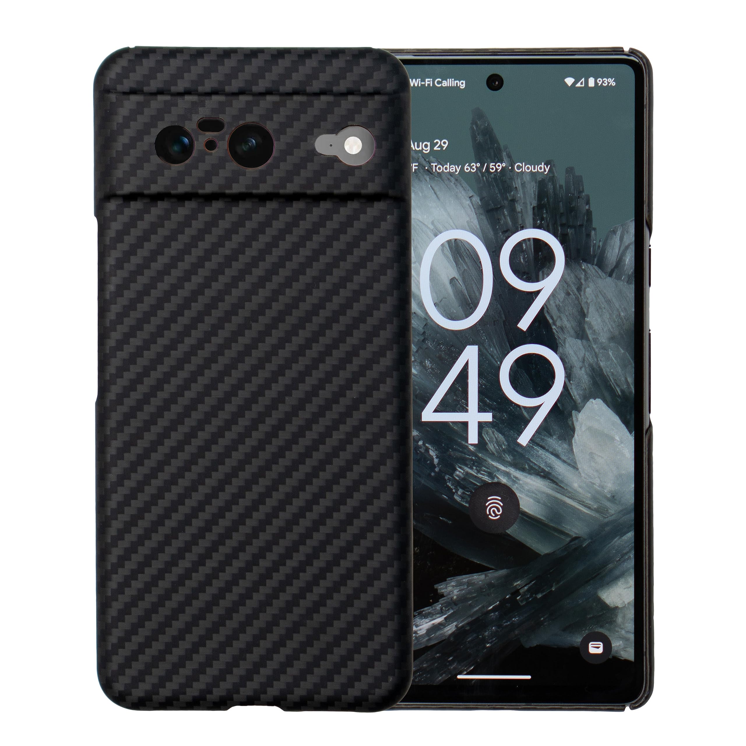 Carbon Fiber Ultra Thin Case for Pixel 8, Real Kevlar Aramid Fiber Made, Snap-on Back Cover Wireless Charging Friendly Black