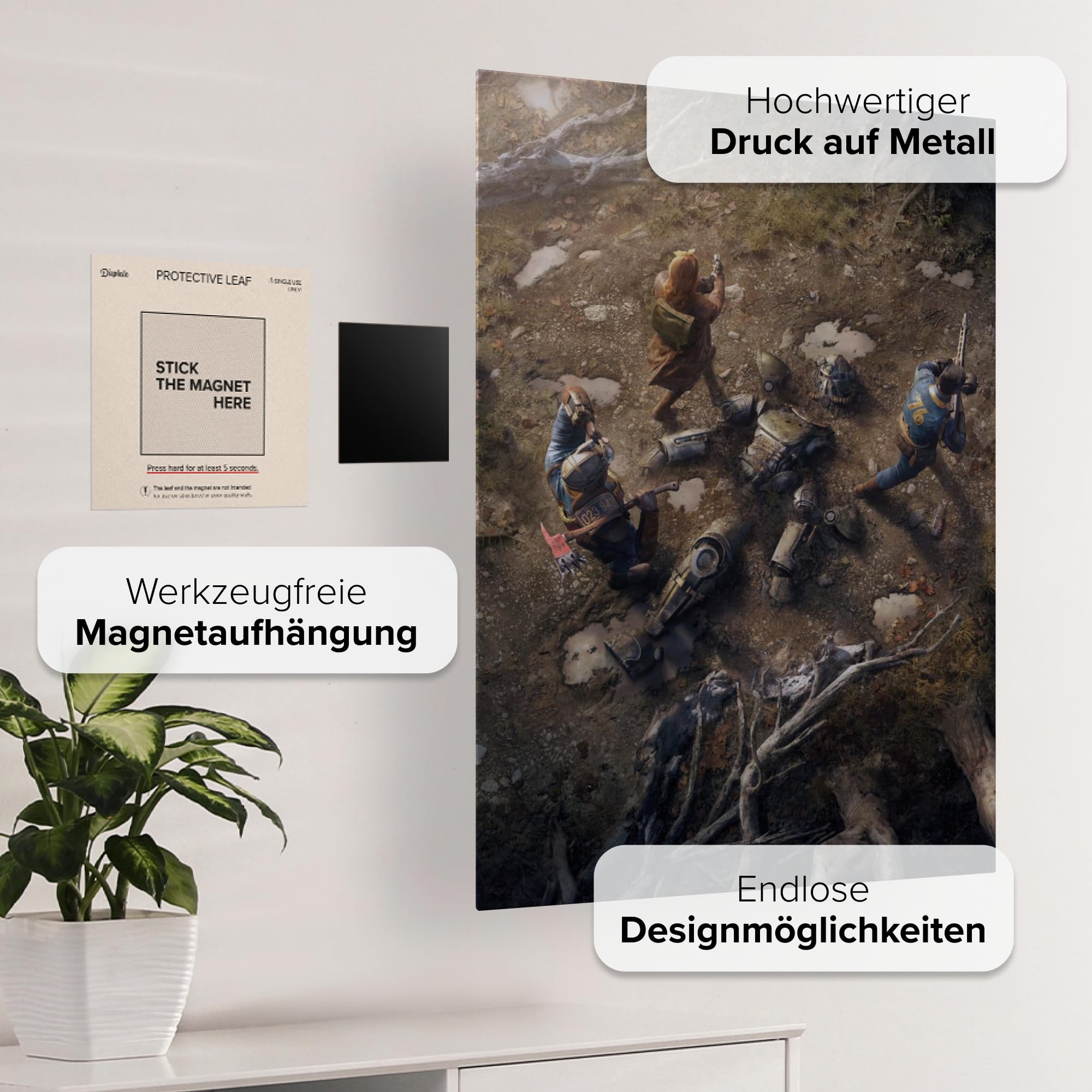 Displate - Poster In Metallo - Montato a Magnete - Fallout - Wastelanders