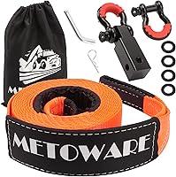 Vista 15 de METOWARE Kit de Recuperación de Correa de Remolque de Servicio Pesado - 3" x 20 pies (35,000 libras) Correa de Cabrestante Protectora de Árboles +