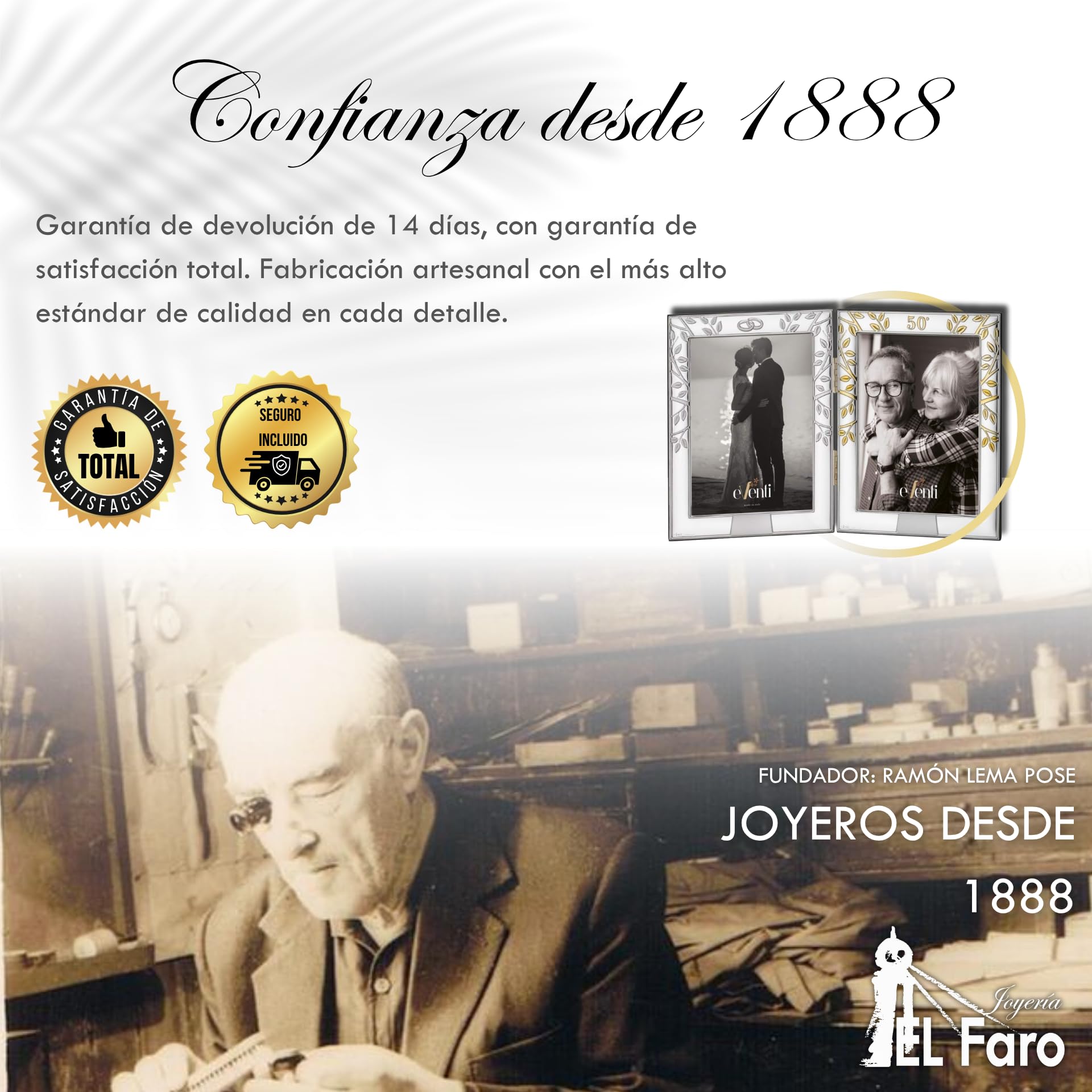 JOYERIA EL FARO Marco Fotos Doble 50 Aniversario 9 x 13 cm