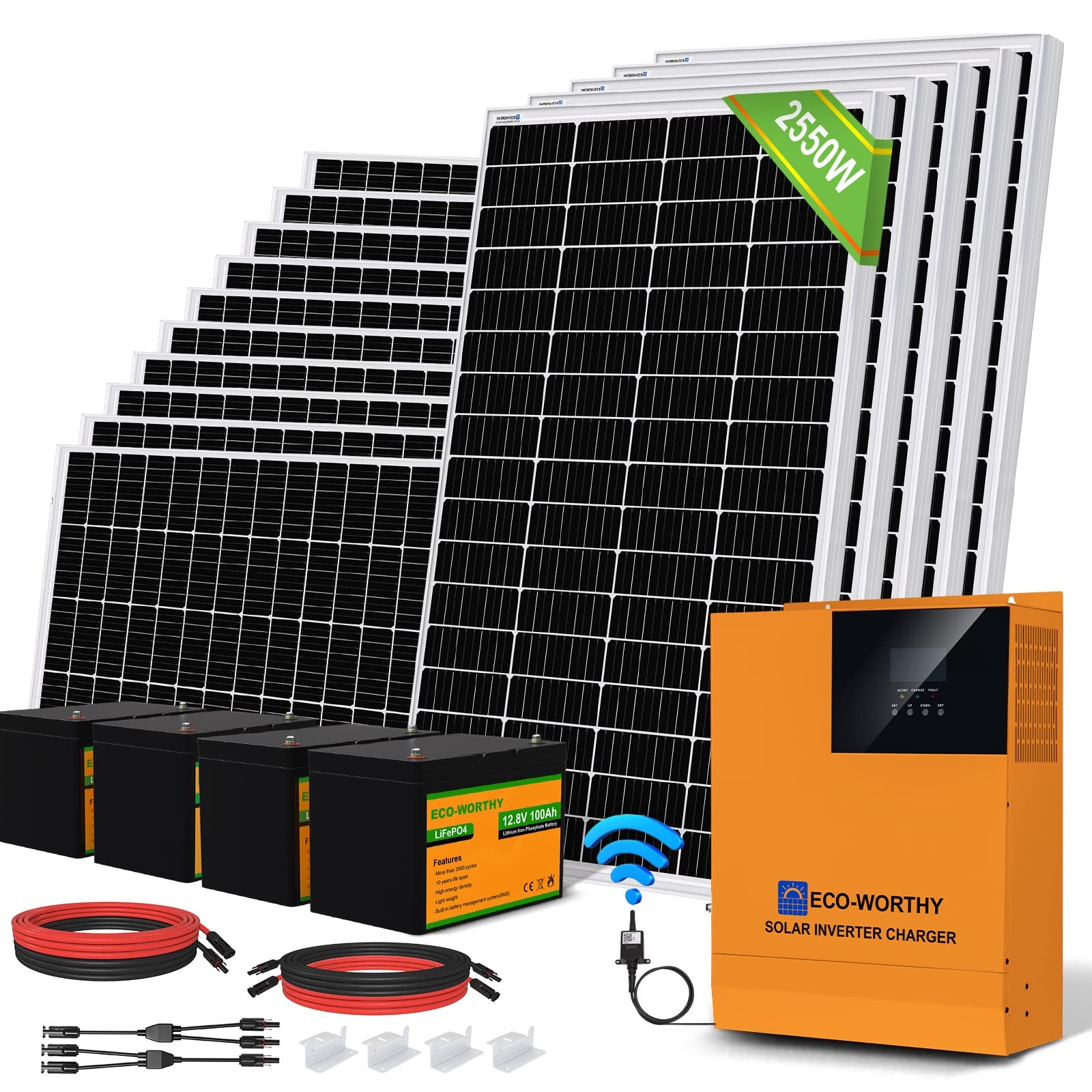 Buy ECOWORTHY 10kWh/Day Complete Solar Power System 2550W Off Grid Kit