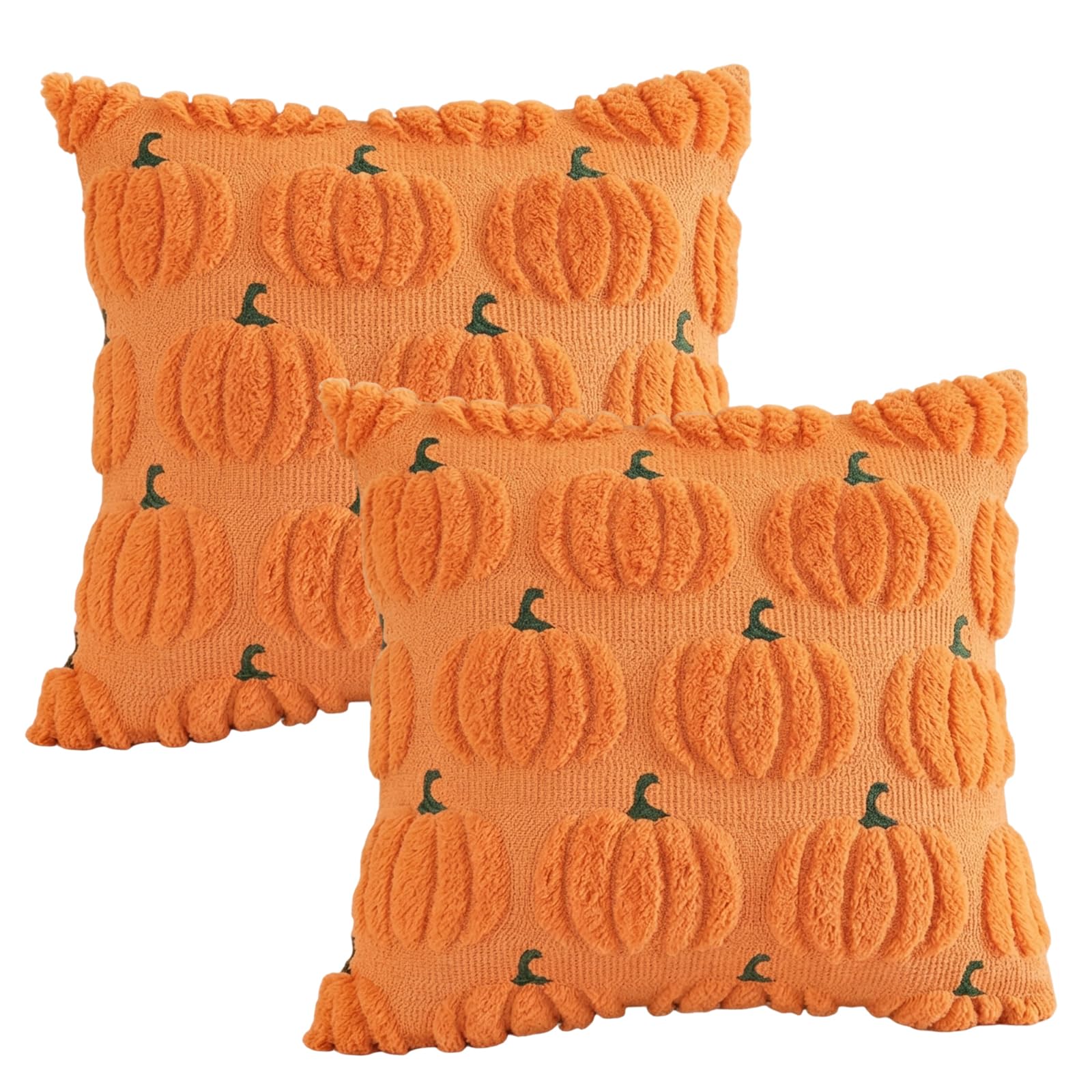 Kxsufwa Autumn Decorations, 2 Pcs 45x45cm Orange Cushion Covers, Halloween and Home Decor, Pumpkin Cushion Covers, Covers for Seasonal Updates