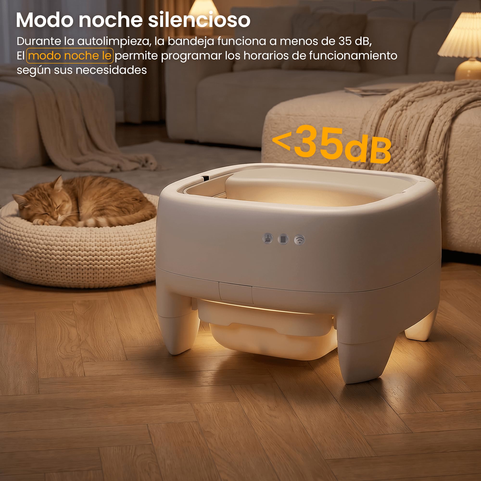 Devoko Arenero Gatos Autolimpiable Grande – Diseño Abierto para Gatos Grandes, Limpieza Sin Esfuerzo, Control App, Sistema Seguridad 6 en 1, Arenero Automatico Gatos para Hogares con Múltiples Gatos