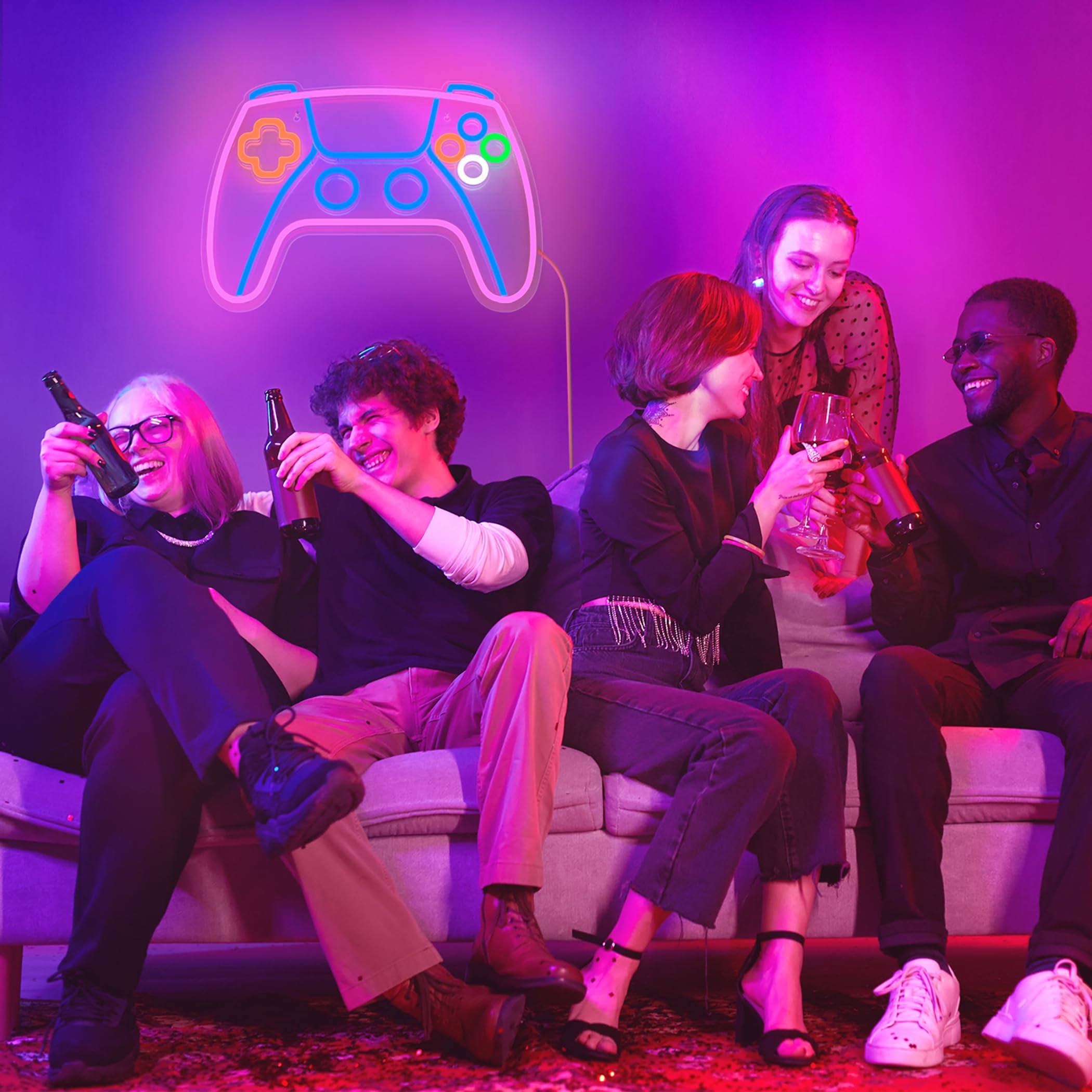 Neon LED Gaming Manette, Gamer Deco Gaming Chambre Mural Néon, Game Room Décoration Neon Ado, Accessoire Game Zone Enseigne Lumineuse Cadeau, Connexion USB avec Variateur de Luminosité