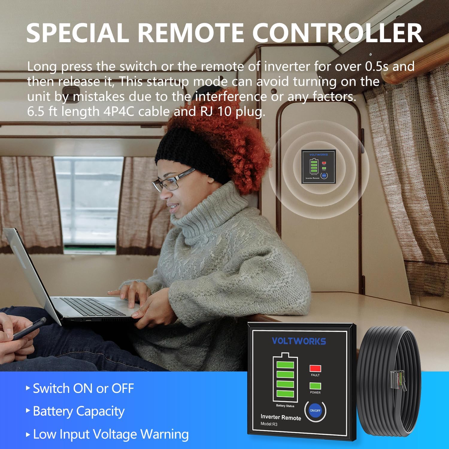 Remote Controller for VOLTWORKS Power Inverter Shown