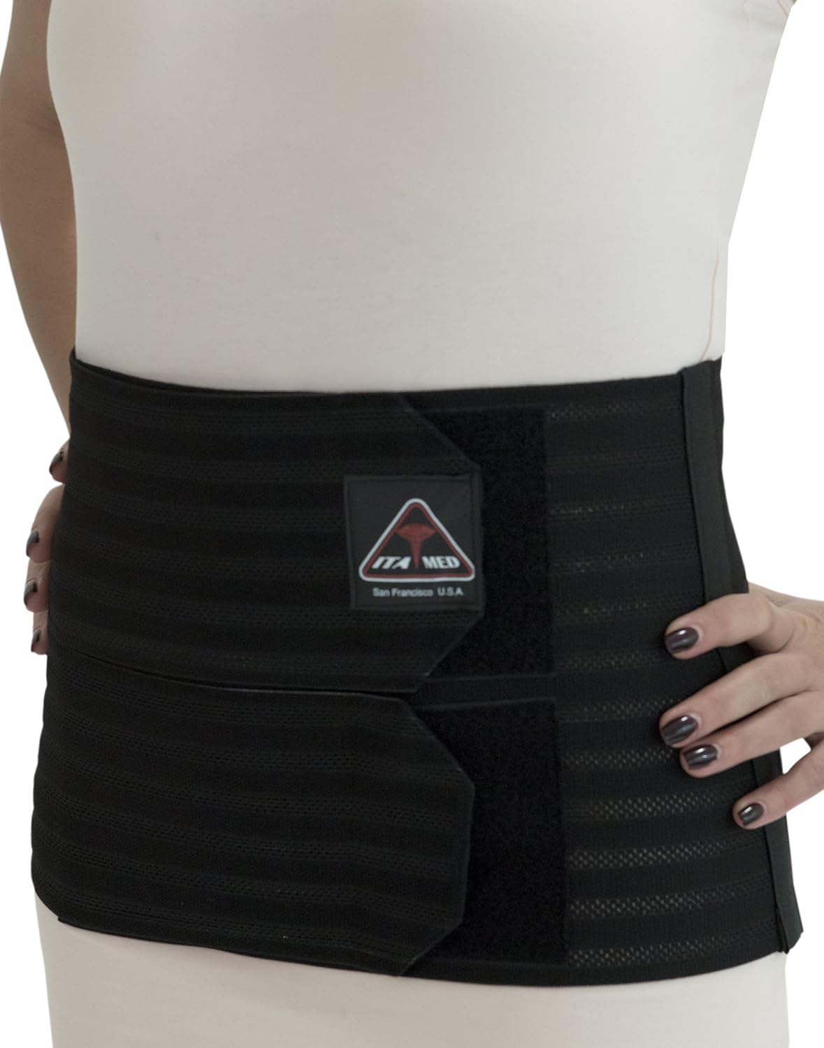ITA-MED 9" Wide Breathable Abdominal Binder for Women, Ideal Wrap for Postpartum, C-Section, and Post Surgery Recovery, Body-Shaping Effect, Made in USA, Beige, XL
