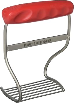 Perfect Pie Dough Blender & Pastry Cutter Tool Heavy Duty Stainless Steel Blades for Easy Mixing Ergonomic Soft Grip Handle Ideal for Baking Pizza, Pie, Cookies - Red