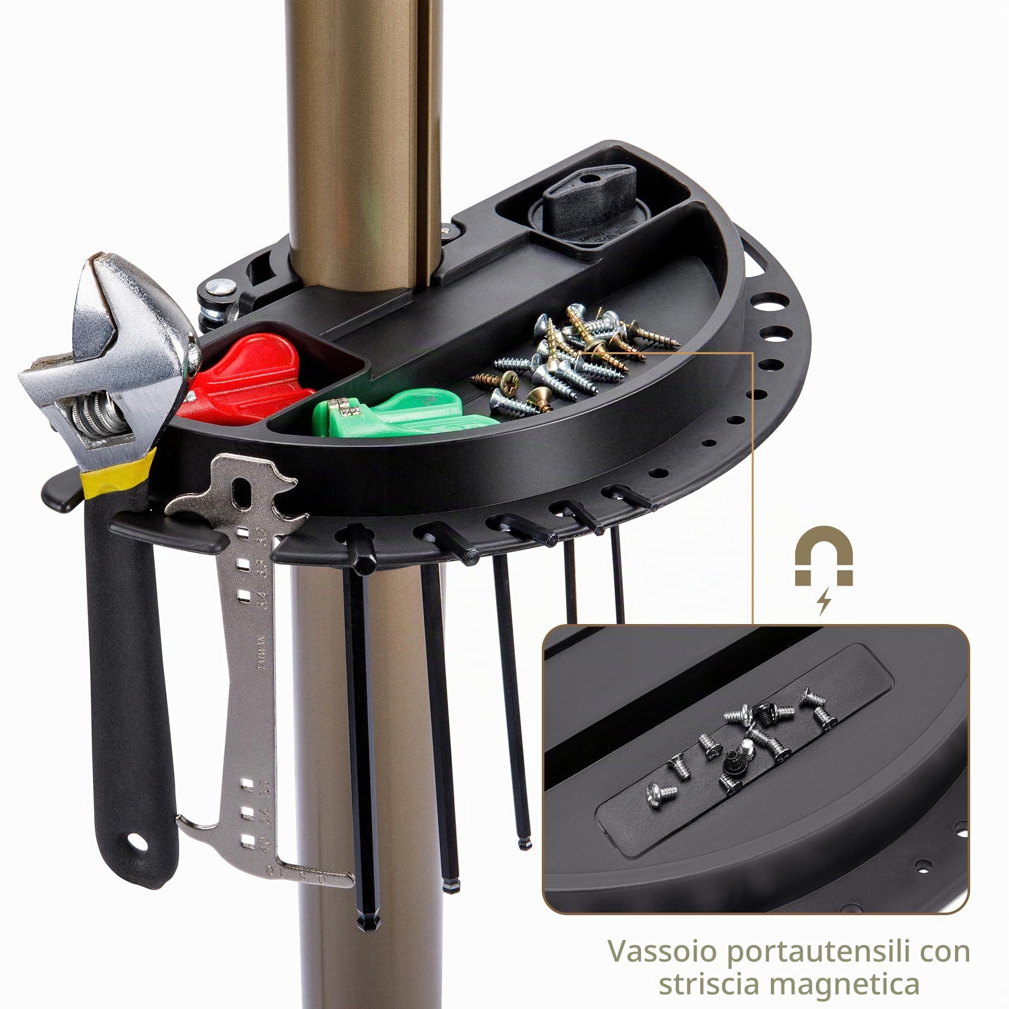 Cavalletto di riparazione per bicicletta, regolabile in altezza, girevole a 360°, portata fino a 40 kg, supporto pieghevole per riparazione bici elettrica MTB, bici da strada, bici elettriche