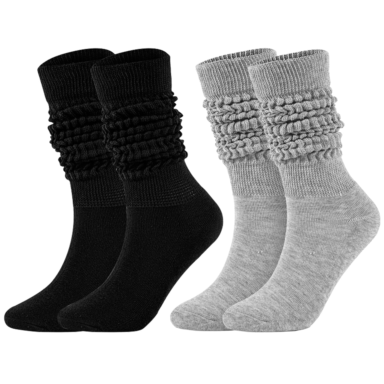 todaysunnyScrunch Socks Women Thin High Boot Soft Slouchy 2 Pack Spring Summer Long