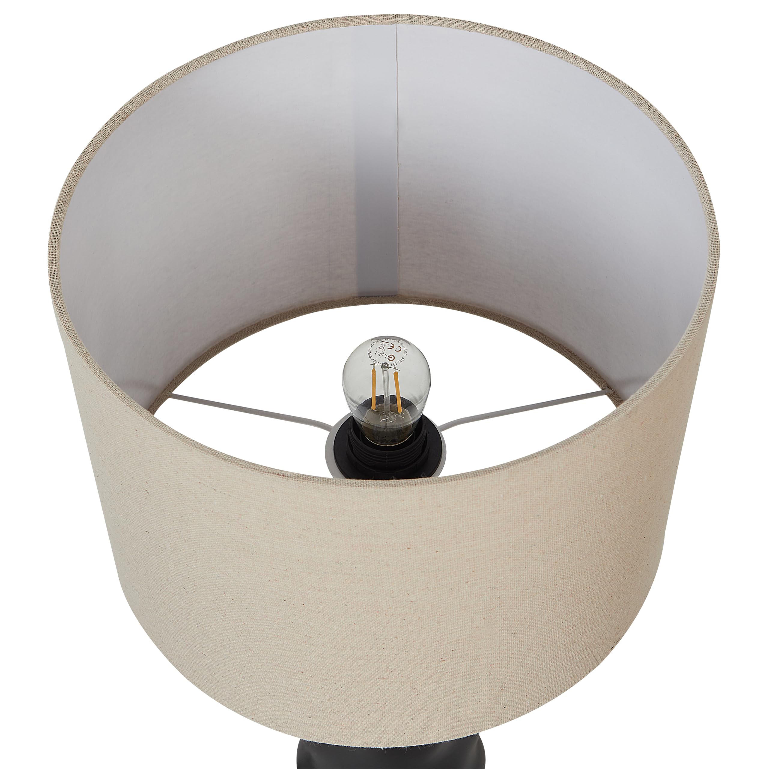 Beliani Tischlampe Keramik Vasenfuß schwarz Stoffschirm Trommelform mit Schalter Vilar