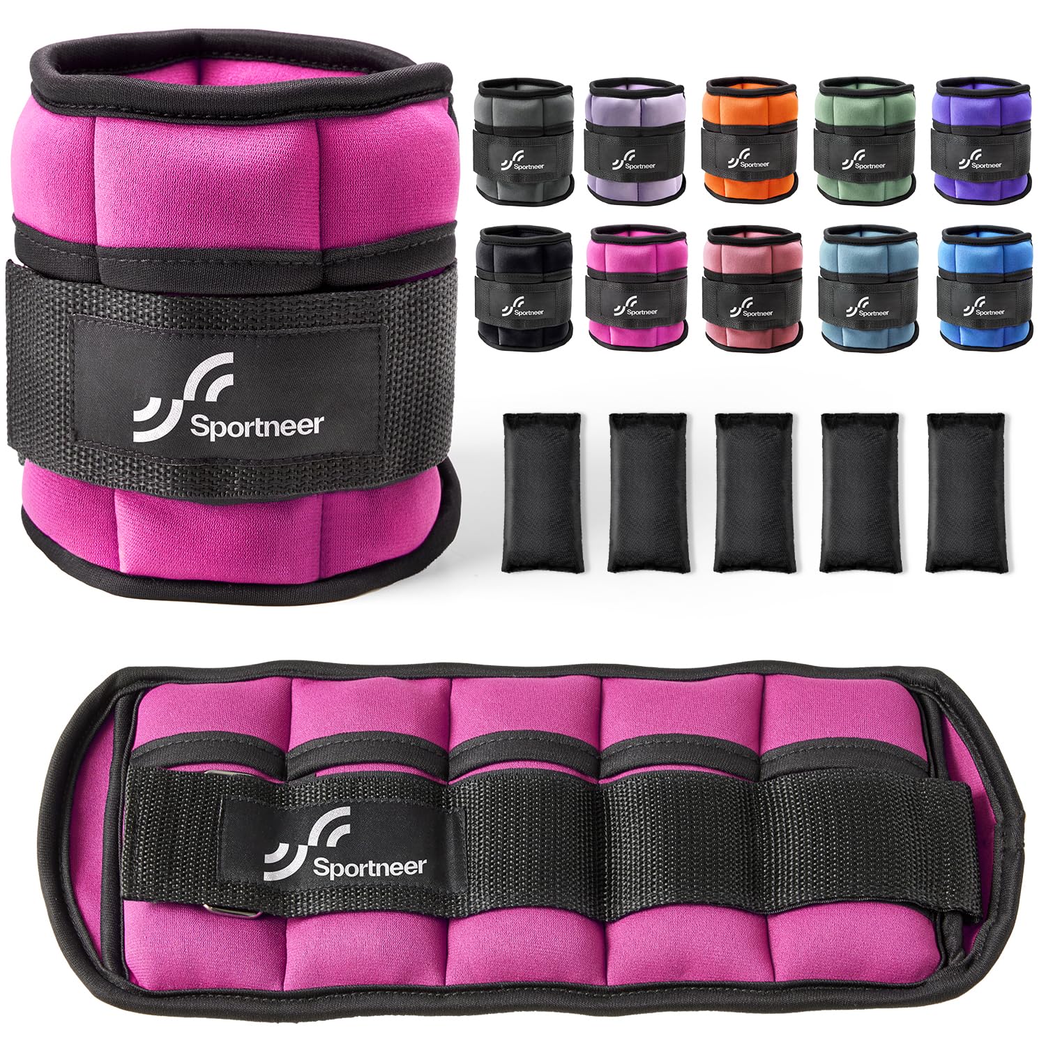 Sportneer Ankle Weights Adjustable Ankle Weights Set Wrist Strap 0.45kg - 2.25kg Each Ankle, 0.9kg - 4.5kg a Pair