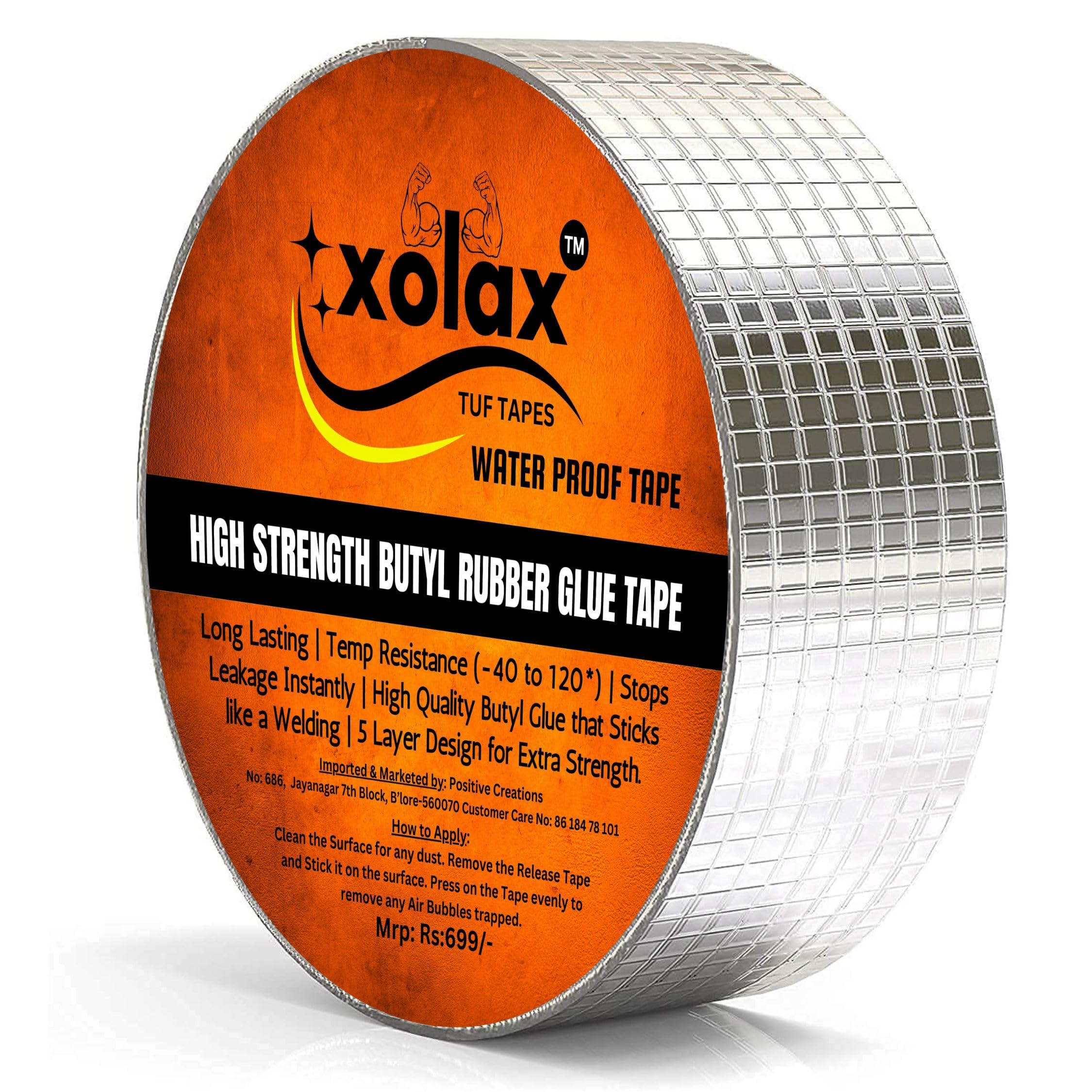 XOLAX - TUFTapes - Duct Tape | Water Proof Tape for Roof Leakage | Elephant Tape | Tape for Water Leakage in Tank | Super Waterproof Tape | Aluminium Tape | 5CM Width X 5Mt Long - 1 Roll (B0CH1FL637) Amazon Price History, Amazon Price Tracker