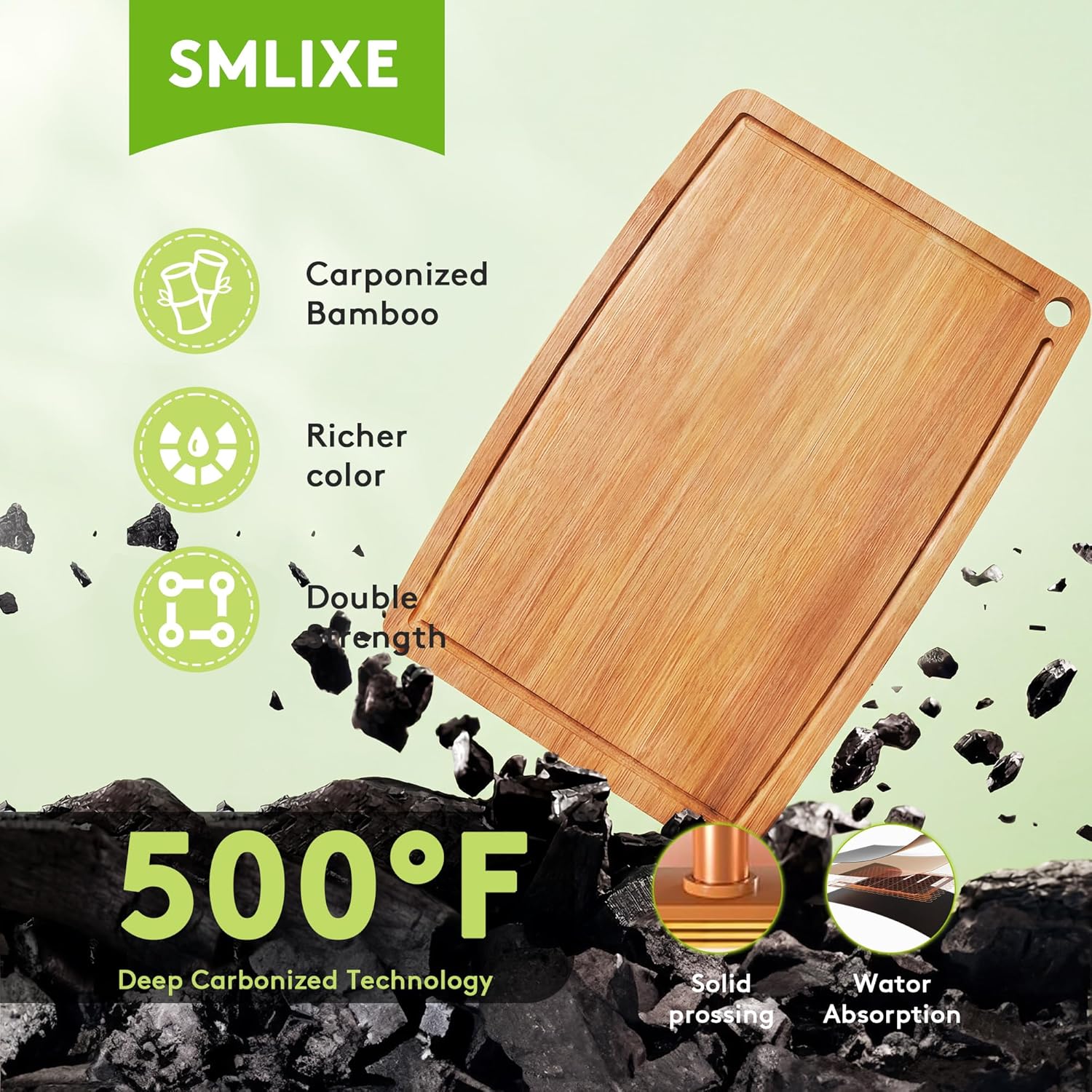 Bamboo Cutting Boards for Kitchen [Set of 2],Carbonized Wood Cutting Board Set with Deep Juice Groove for Chopping Meat, Vegetables, Fruits, Nuts,Lightweight & Durable,Ideal Kitchen Gift