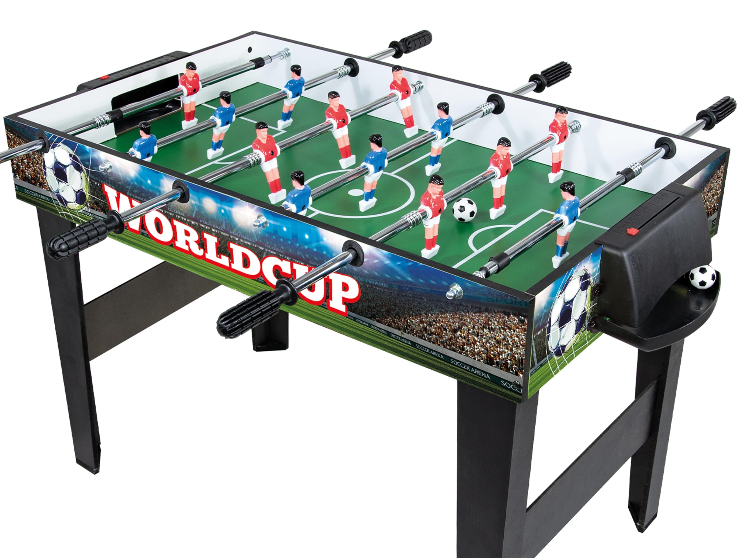 Teorema Giocattoli, calcio balilla edizione worldcup, biliardino da casa con 2 palline e segnapunti e aste telescopiche, tavolo calciobalilla per adulti e bambini, altezza 69 cm
