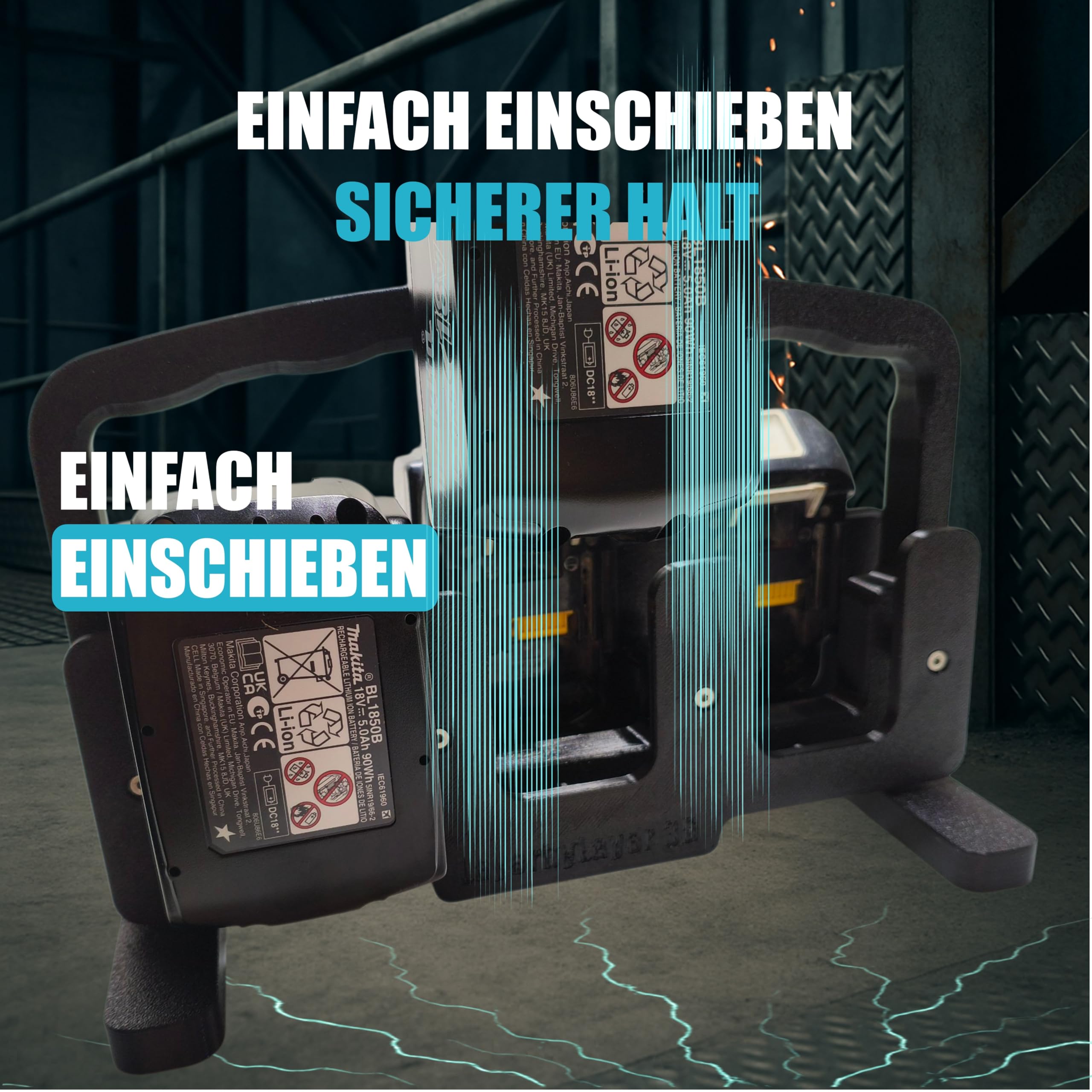 6-fach Akkuhalter für 18V Akkus – kompatibel mit Makita LXT – stabile Akku-Aufbewahrung – Organizer für Werkstatt & Koffer – robuster 3D-Druck
