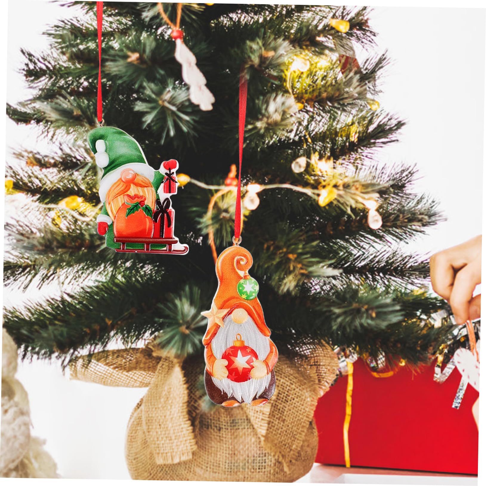 PartyKindom 5 Sätze Weihnachtsdeko Weihnachts Anhänger Künstliche Weihnachtskränze Weihnachtsbaumdekoration Weihnachtsmann-Ornamente Weihnachtszwerg Hängende Ornamente Harz 8 Stück * 5