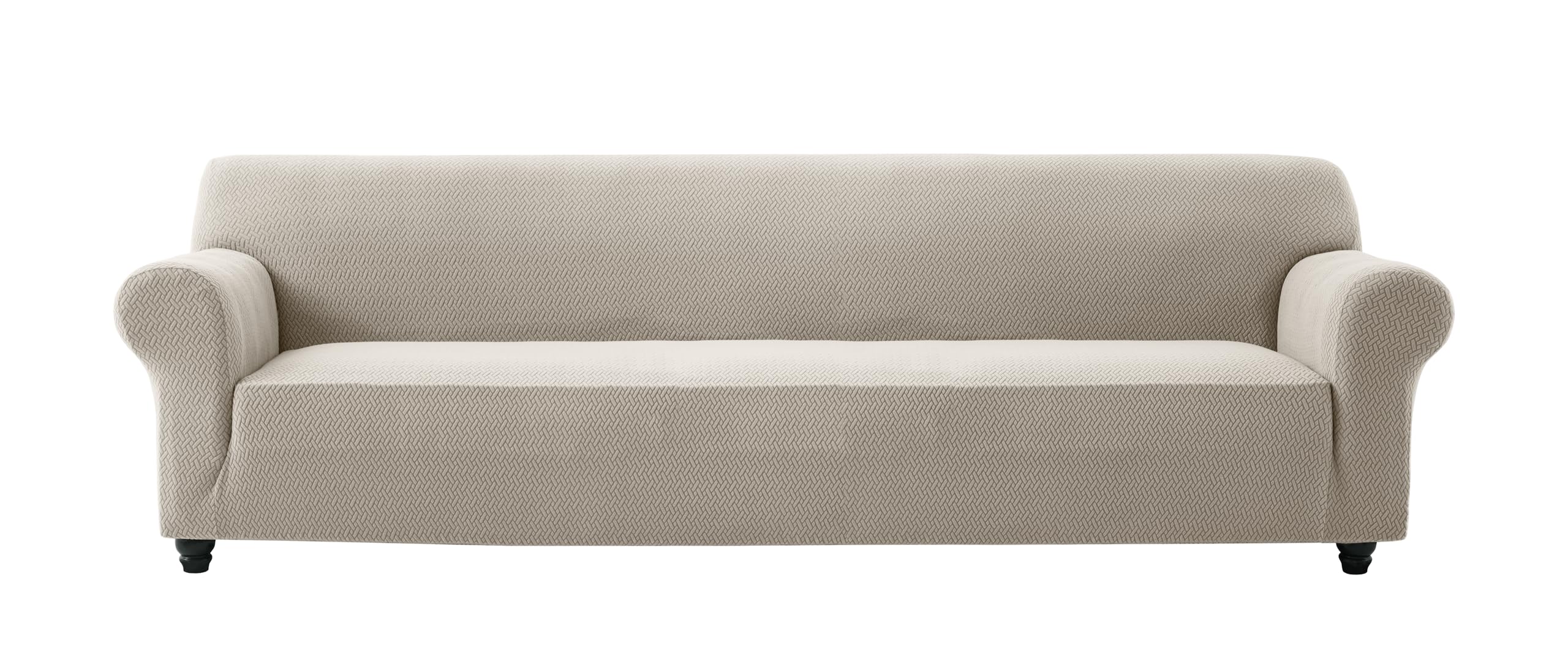 AMEHA High Stretch Sofa Cover 4 Seater Extra Large Couch Covers Spandex T Shaped Non Slip Slipcovers Elastic Fit Furniture Protector - 4 Seater (Beige)