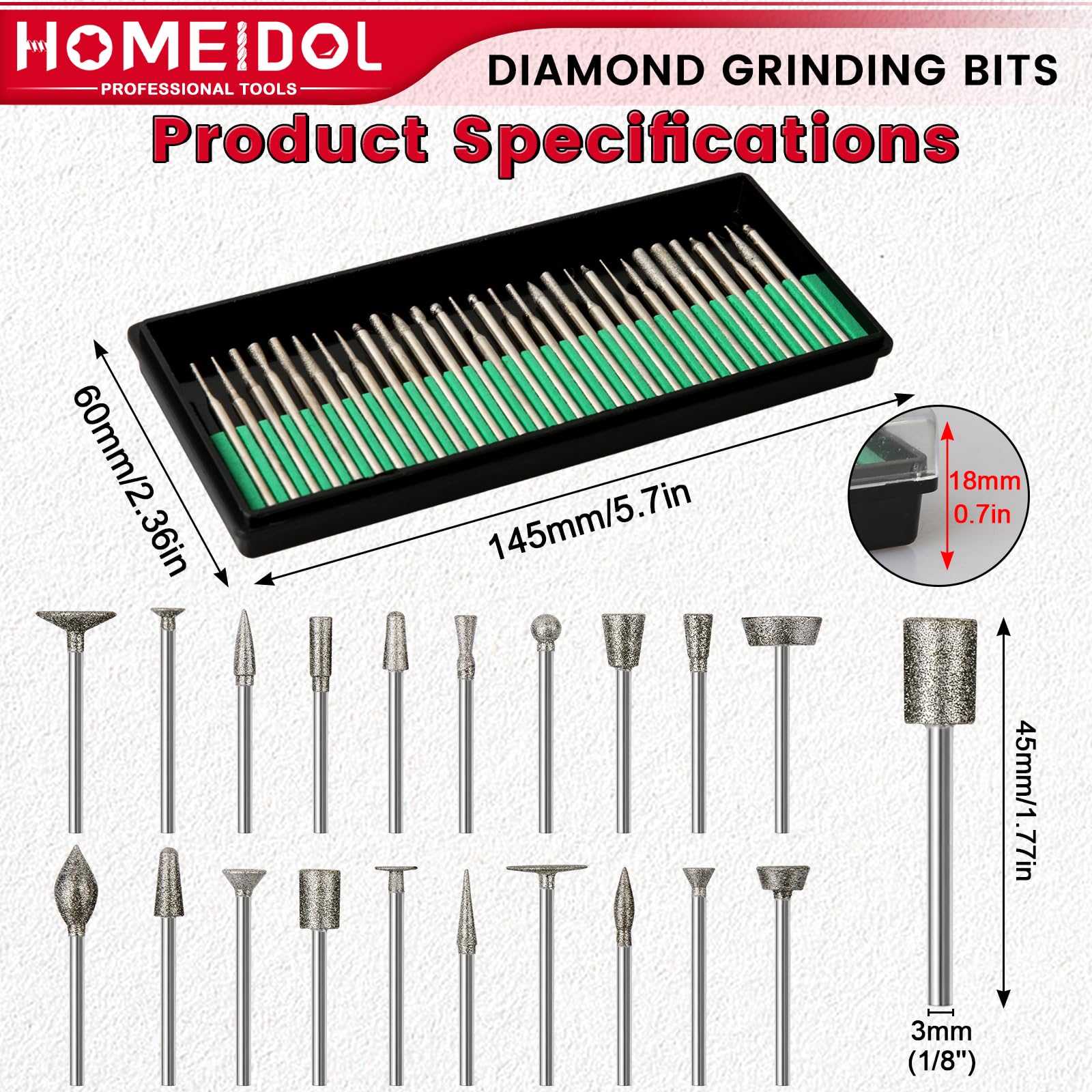 50Pcs 120Grit Diamond Burr Bits for Dremel Bits with 1/8" Shank for Stone — Amazon image 2