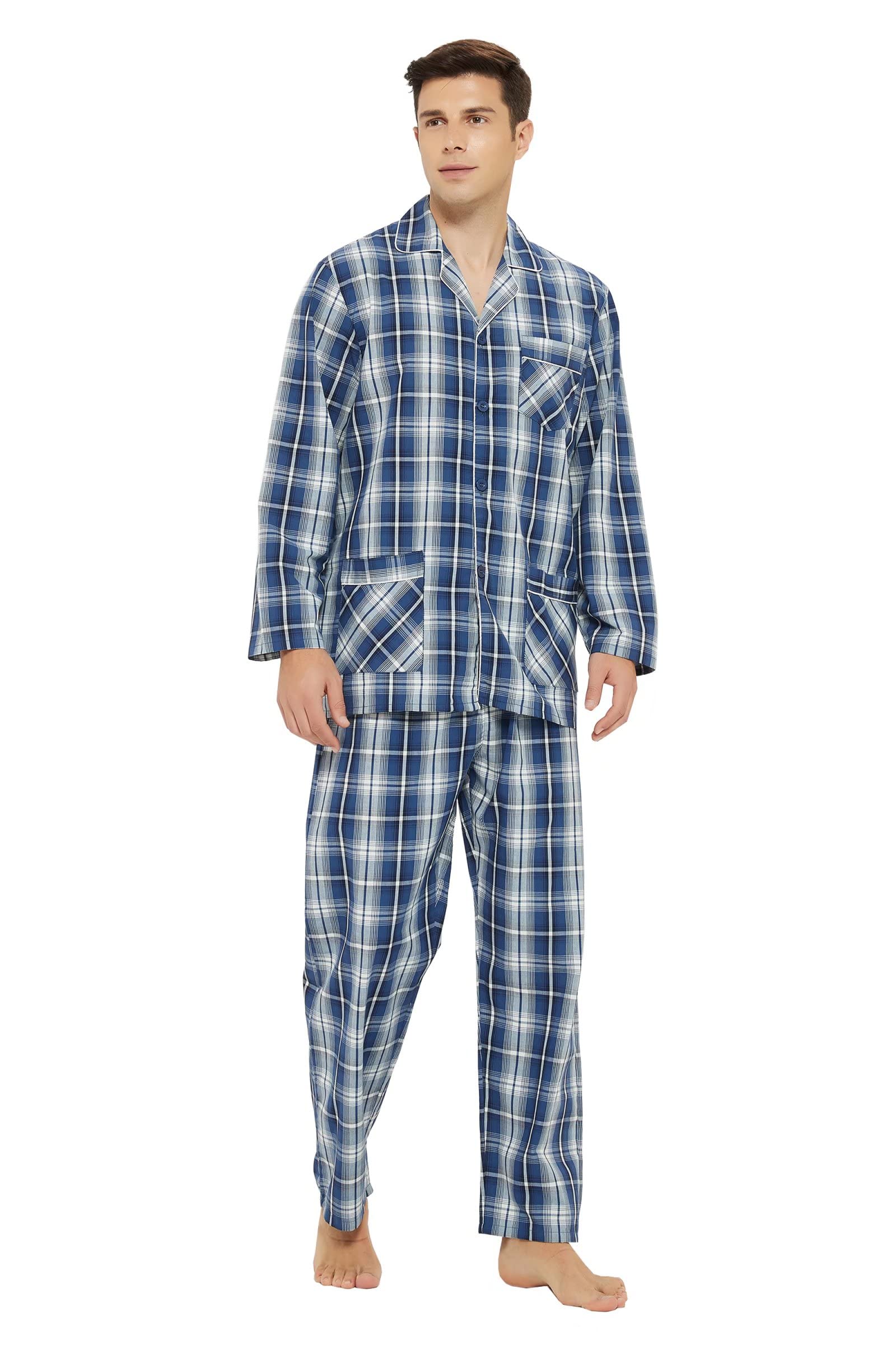 GLOBAL Mens Cotton Pyjamas Set
