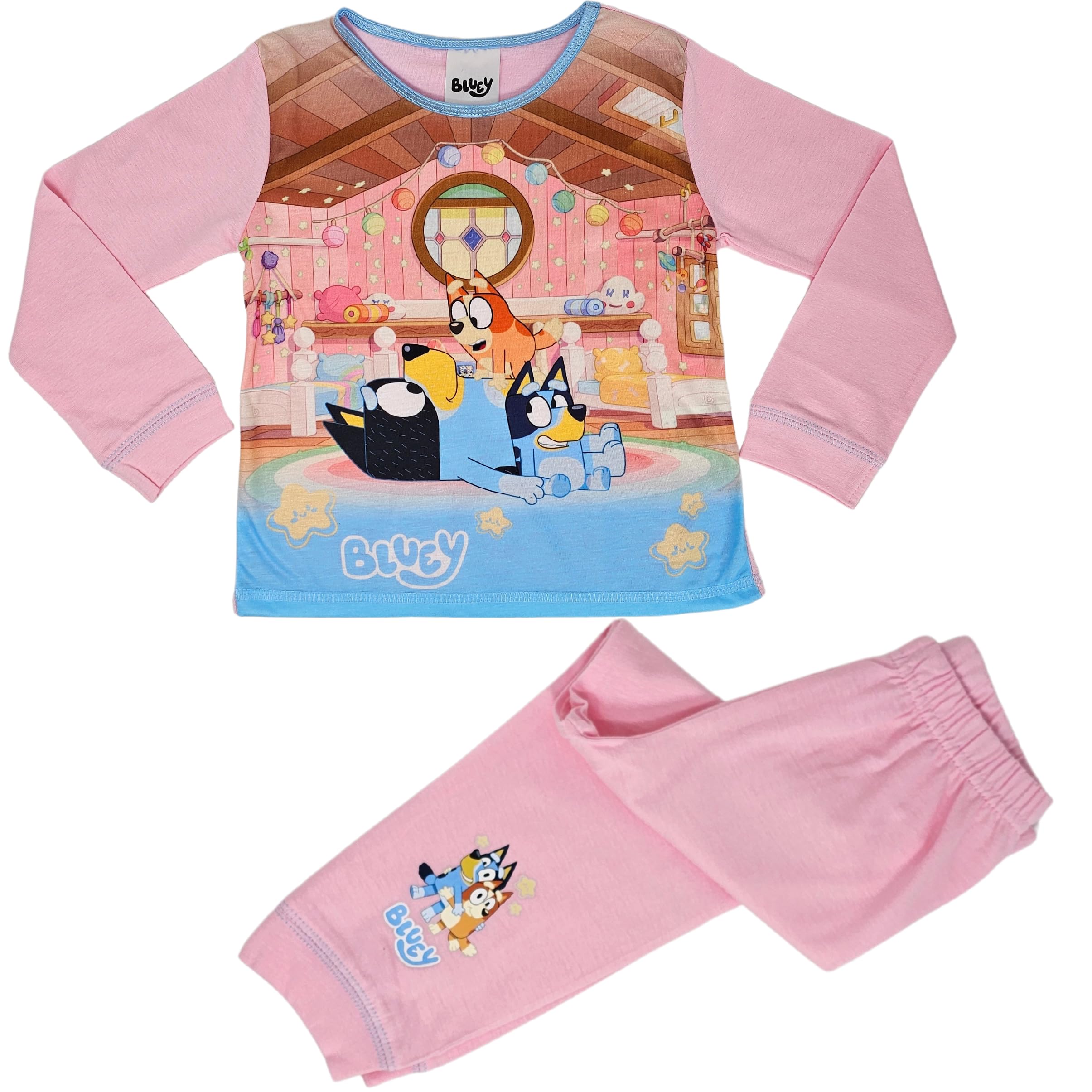 Bluey Girls, Long Sleeved Pyjamas Set also featuring Bingo and Bandit, Multicoloured, Multicoloured, Age 3-4 Years