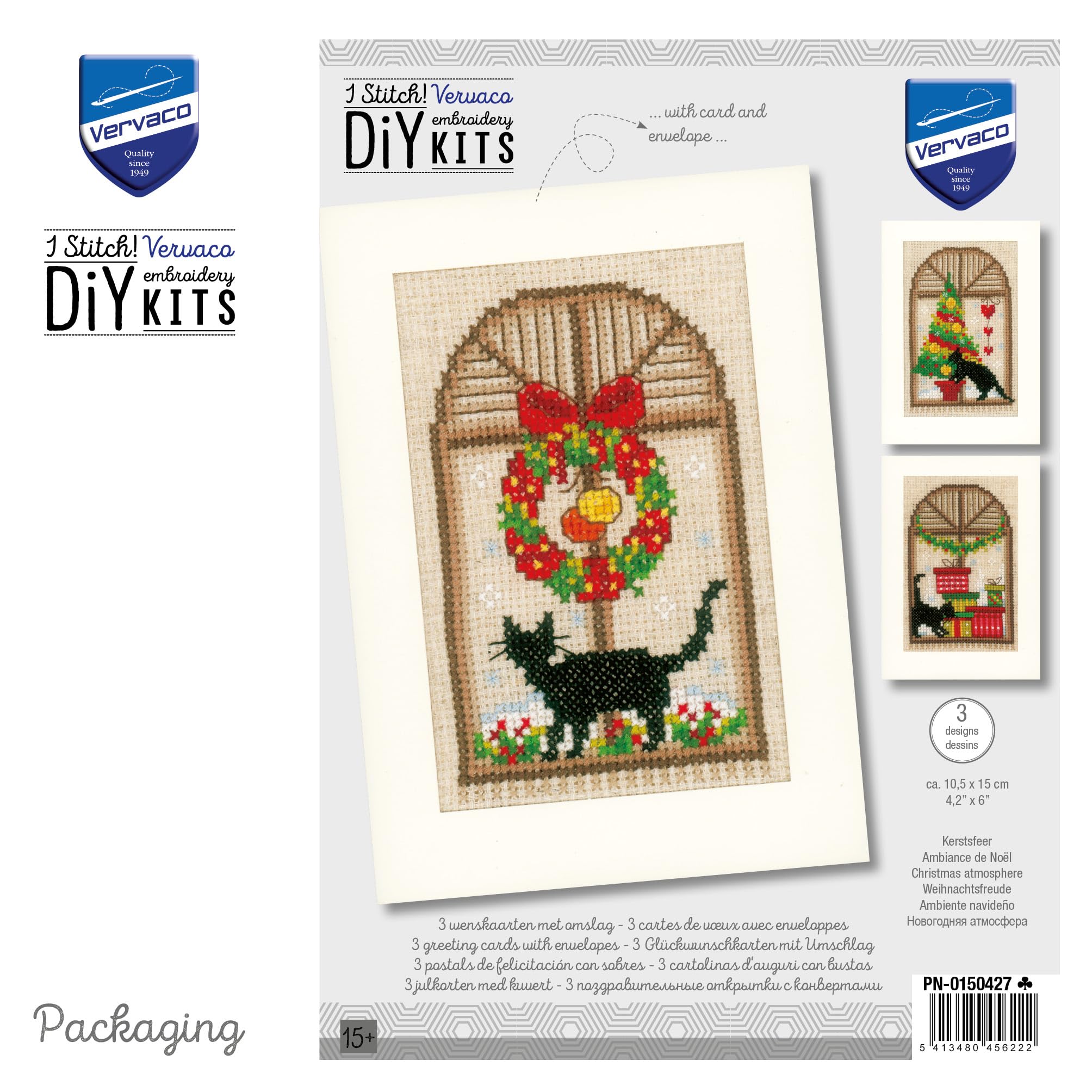 Amazon.com: Vervaco Counted Cross Stitch Christmas Cards Kit Set