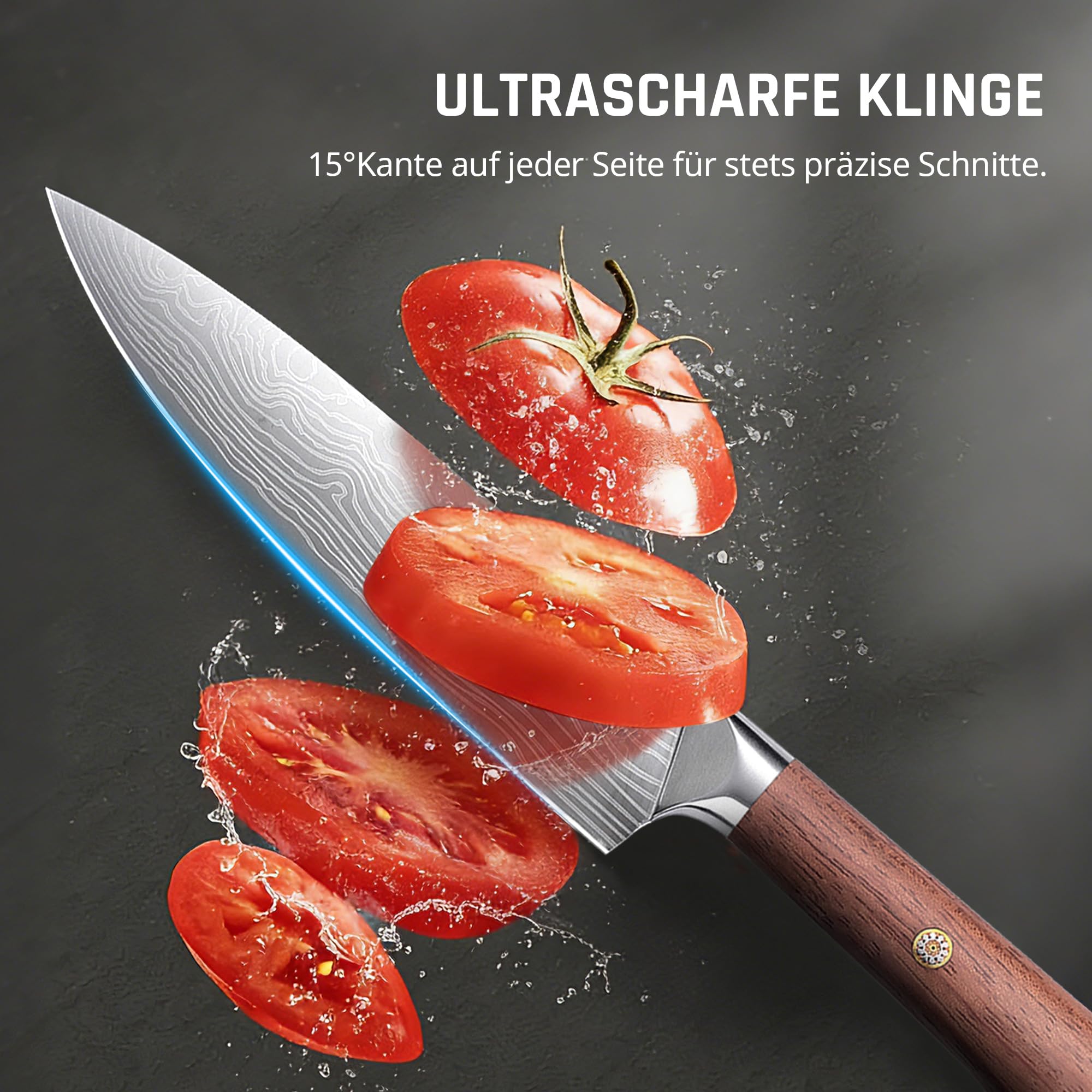 YOTSUBA Messerset 3-teilig, Japanisches Küchenmesser set Hochwertigem Carbon Edelstahl, Ultra Scharfes Messer Set mit Chefmesser Santokumesser Allzweckmesser