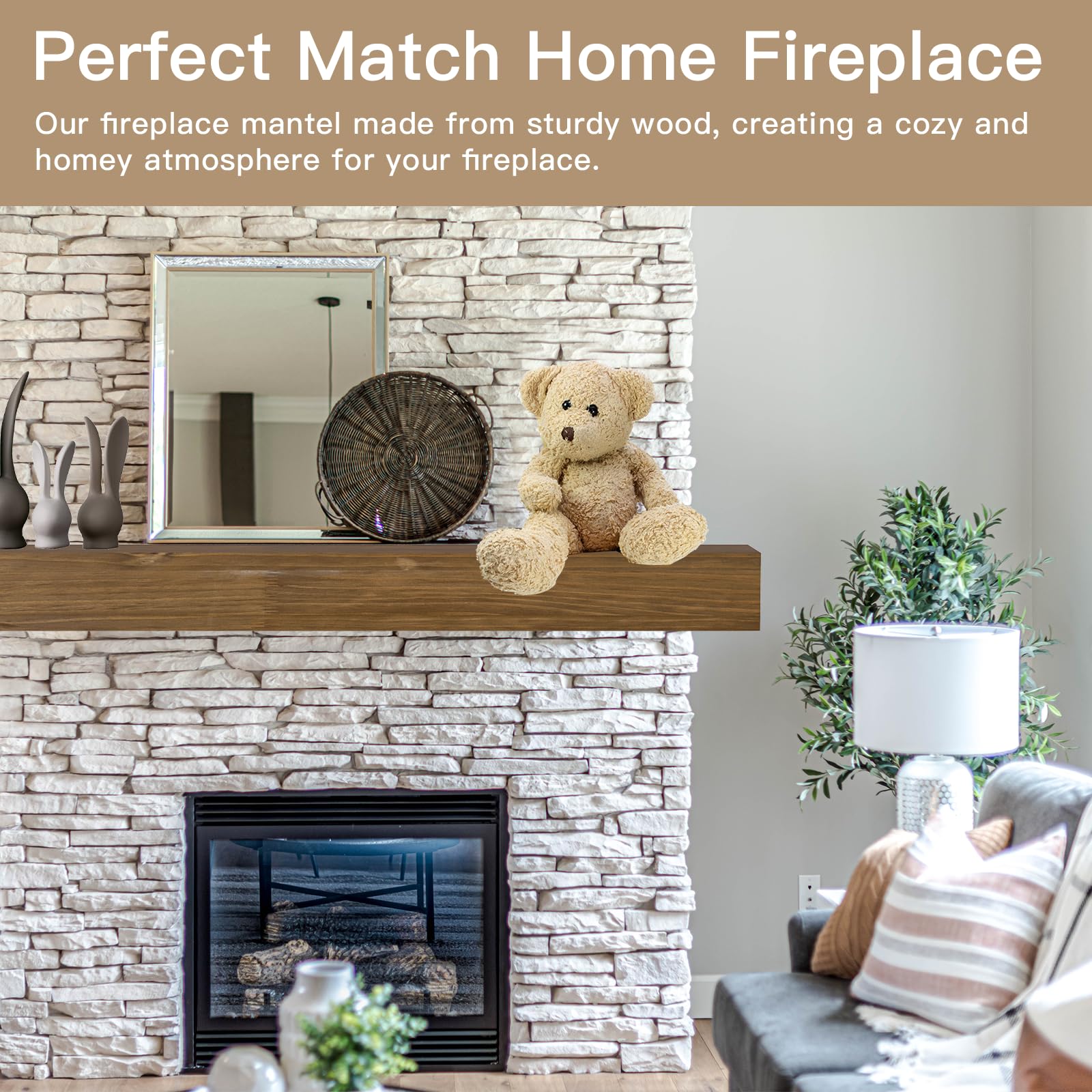 POPRHINO 80 Inch Fireplace Mantel, Solid Wood Baked Finish Rustic Wood Shelf,  Mantel with Wooden Bracket for Over Fireplace, 80 x 8 x 6 in, Brown :  Amazon.ca: Tools u0026 Home Improvement