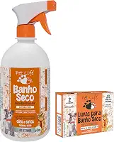 Kit Banho Seco Pet Life Cães e Gatos (Banho Seco 540 mL + Par de Luvas)