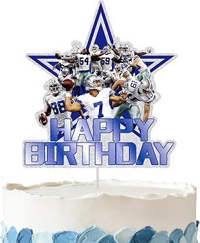 Cowboys Birthday Cake Topper - Glitter Cowboys Birthday Party Decorations for Birthday Party Supplies