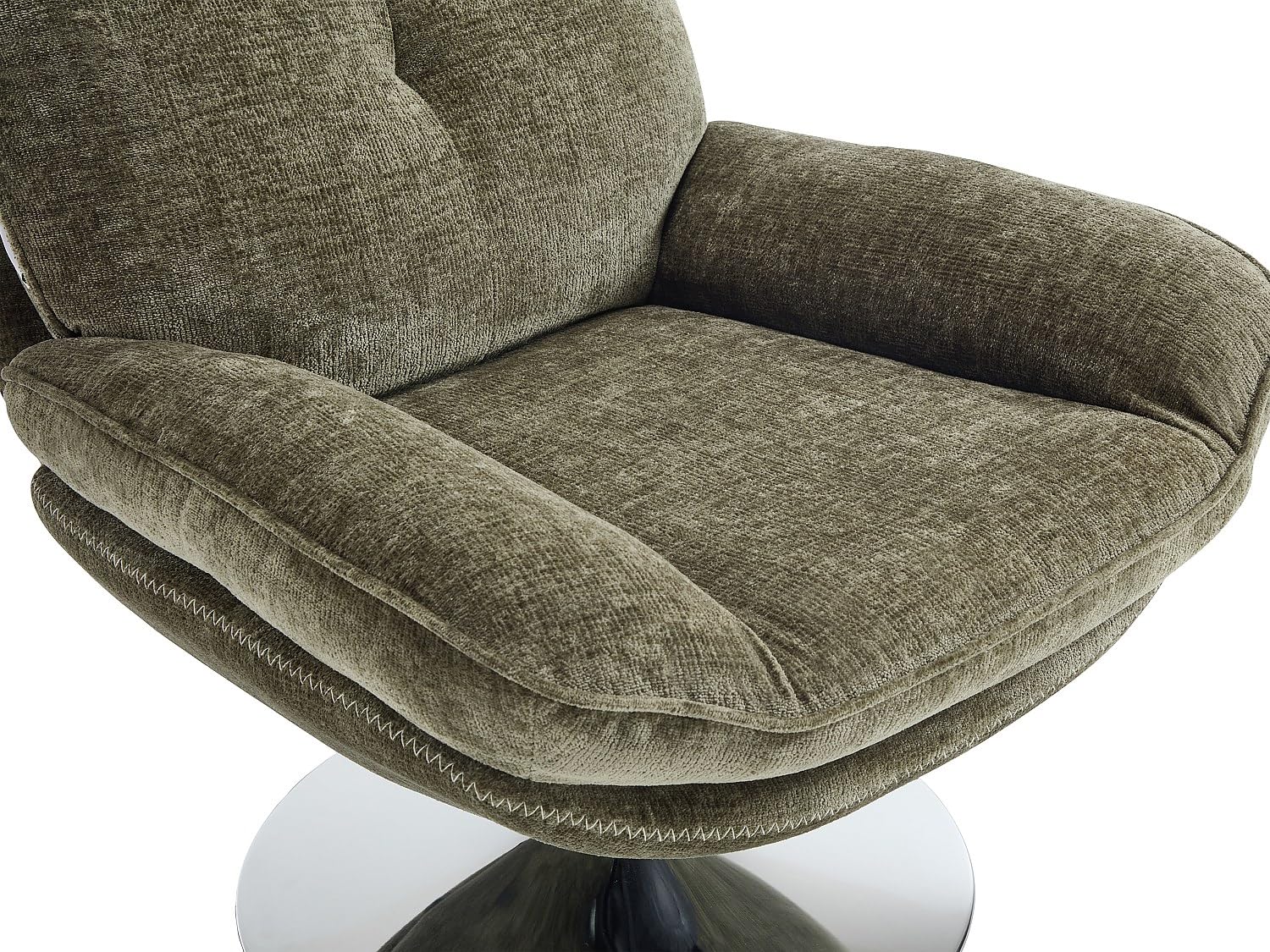 Vente-unique - Fauteuil pivotant en Tissu texturé Vert ILMACA