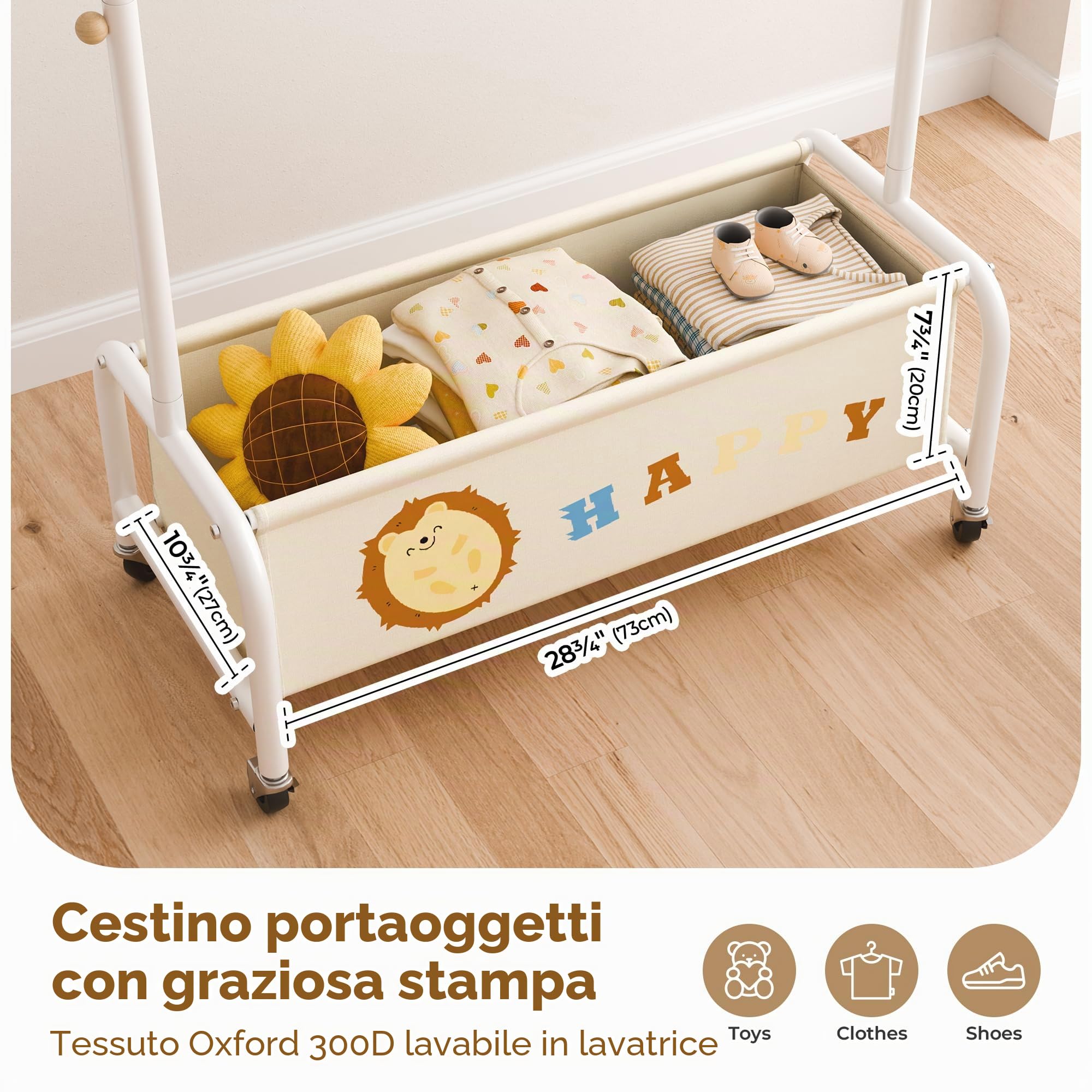 GRANNY SAYS Set di Porta Oggetti da Appendere con 4 Tasche e Appendiabiti Bambini